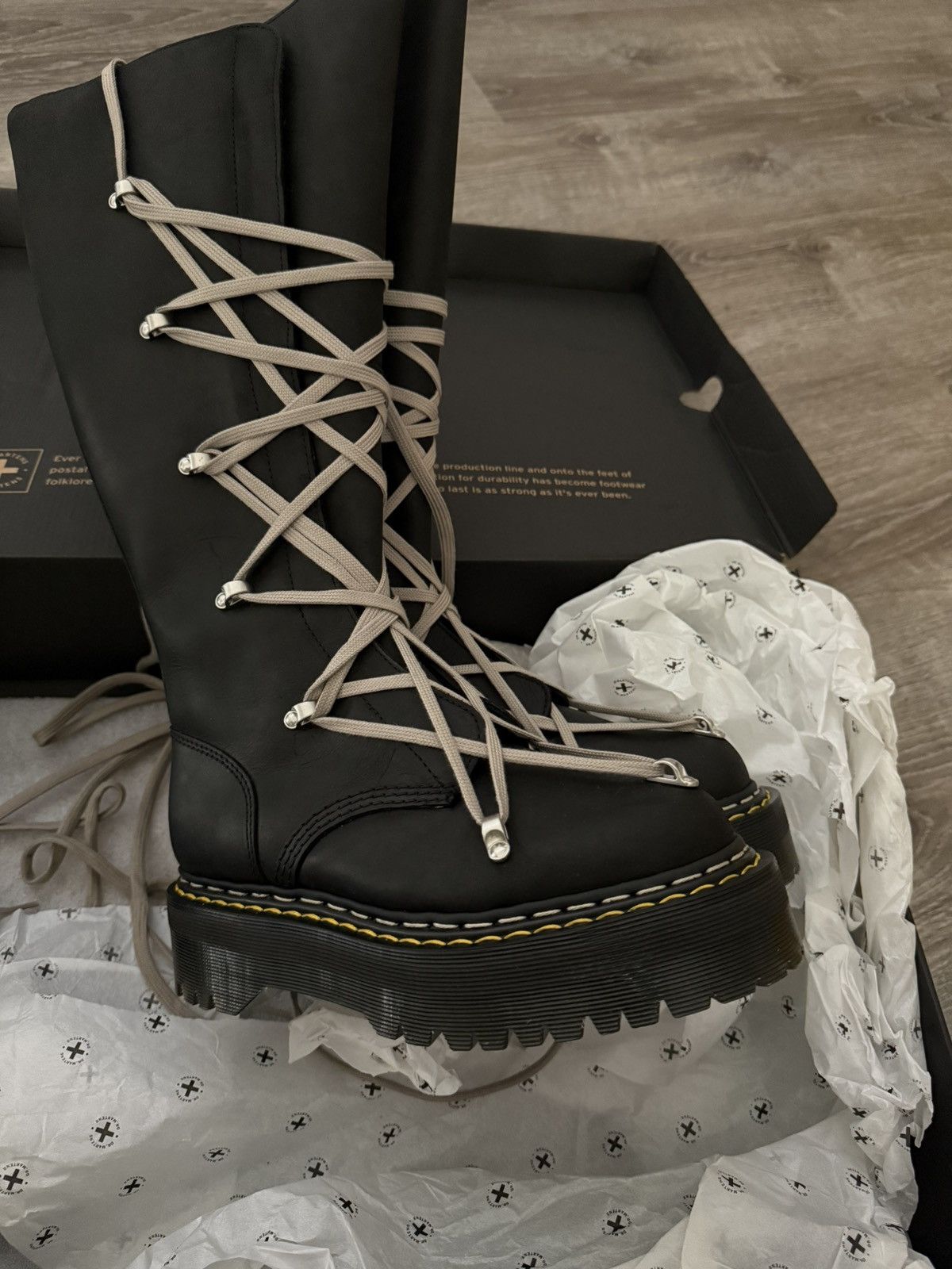 Dr. Martens × Rick Owens Rick Owen Pentalace Boot Size US 7 / IT 37 - 1 Thumbnail