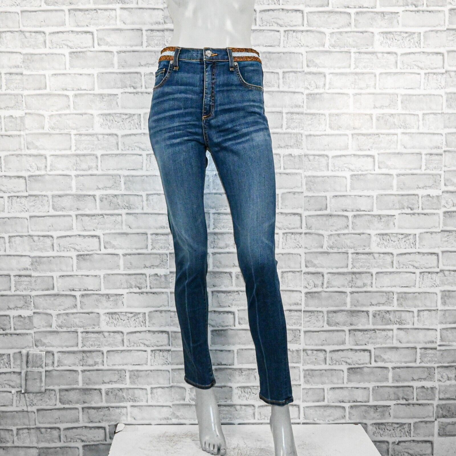 Veronica Beard Veronica Beard Kate Skinny High Rise Jeans Metallic waist Size 28" / US 6 / IT 42 - 2 Thumbnail