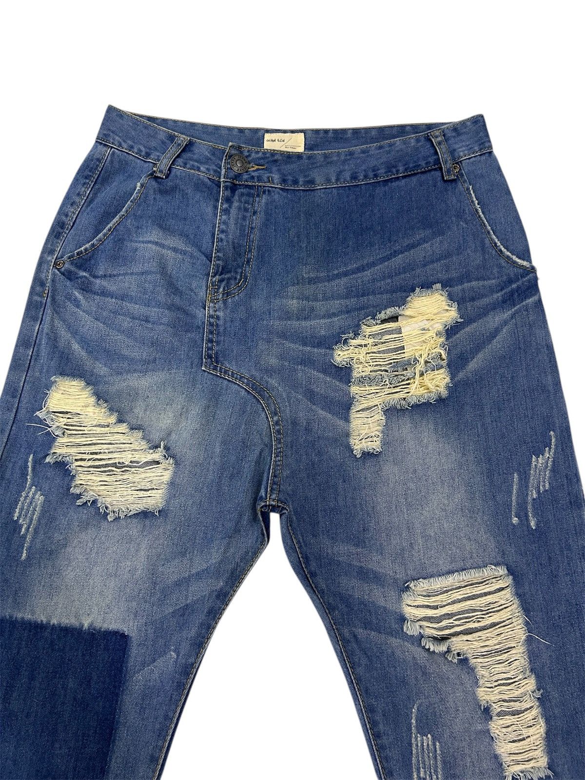 Japanese Brand × Vintage Vintage Japanese Ripped Denim Patches Style Jeans Size US 31 - 3 Thumbnail
