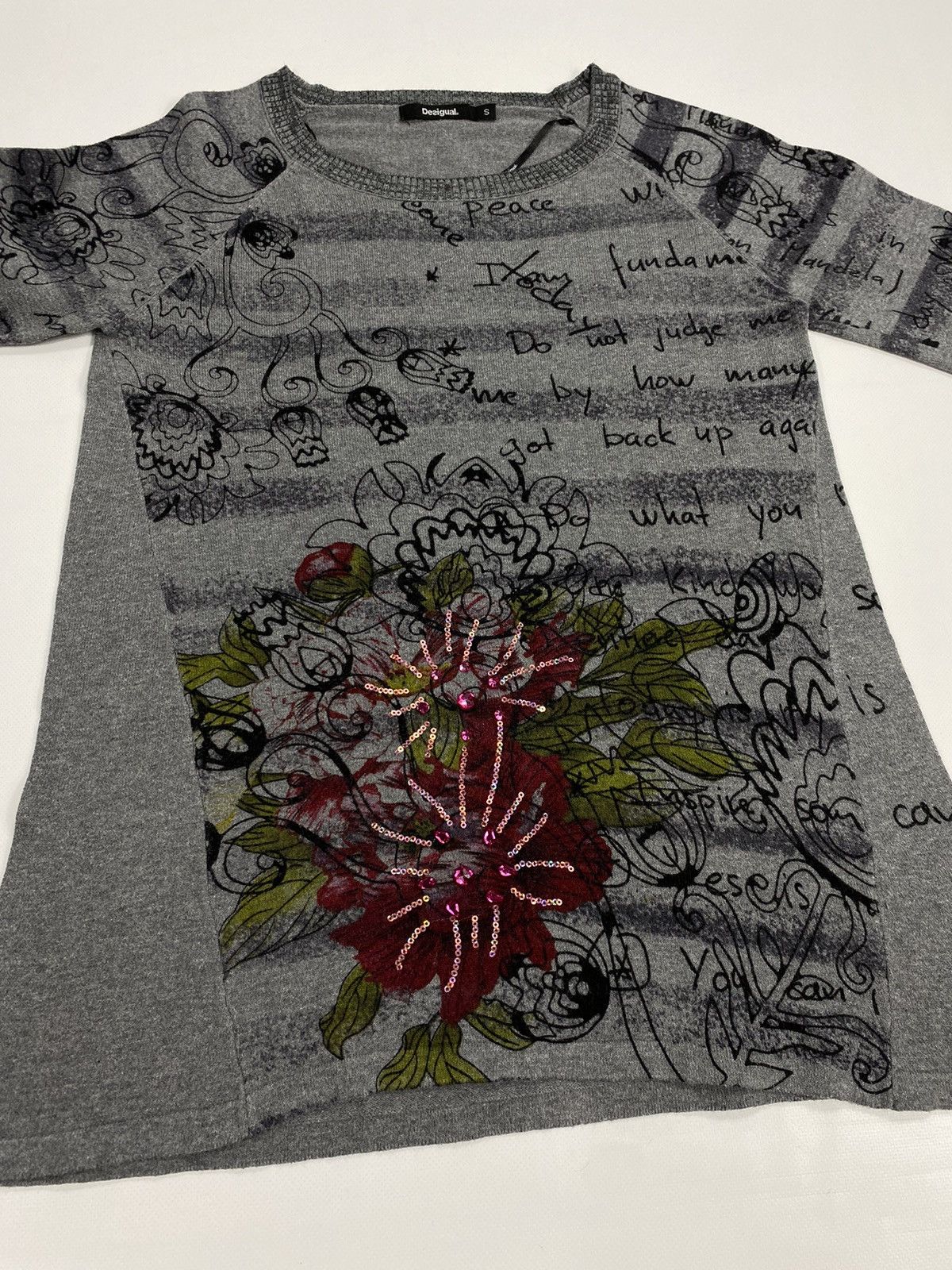 Desigual 🔥LASTDROP🔥 Y2K Style Striped Notebook Flowers Sweater Size M / US 6-8 / IT 42-44 - 7 Thumbnail
