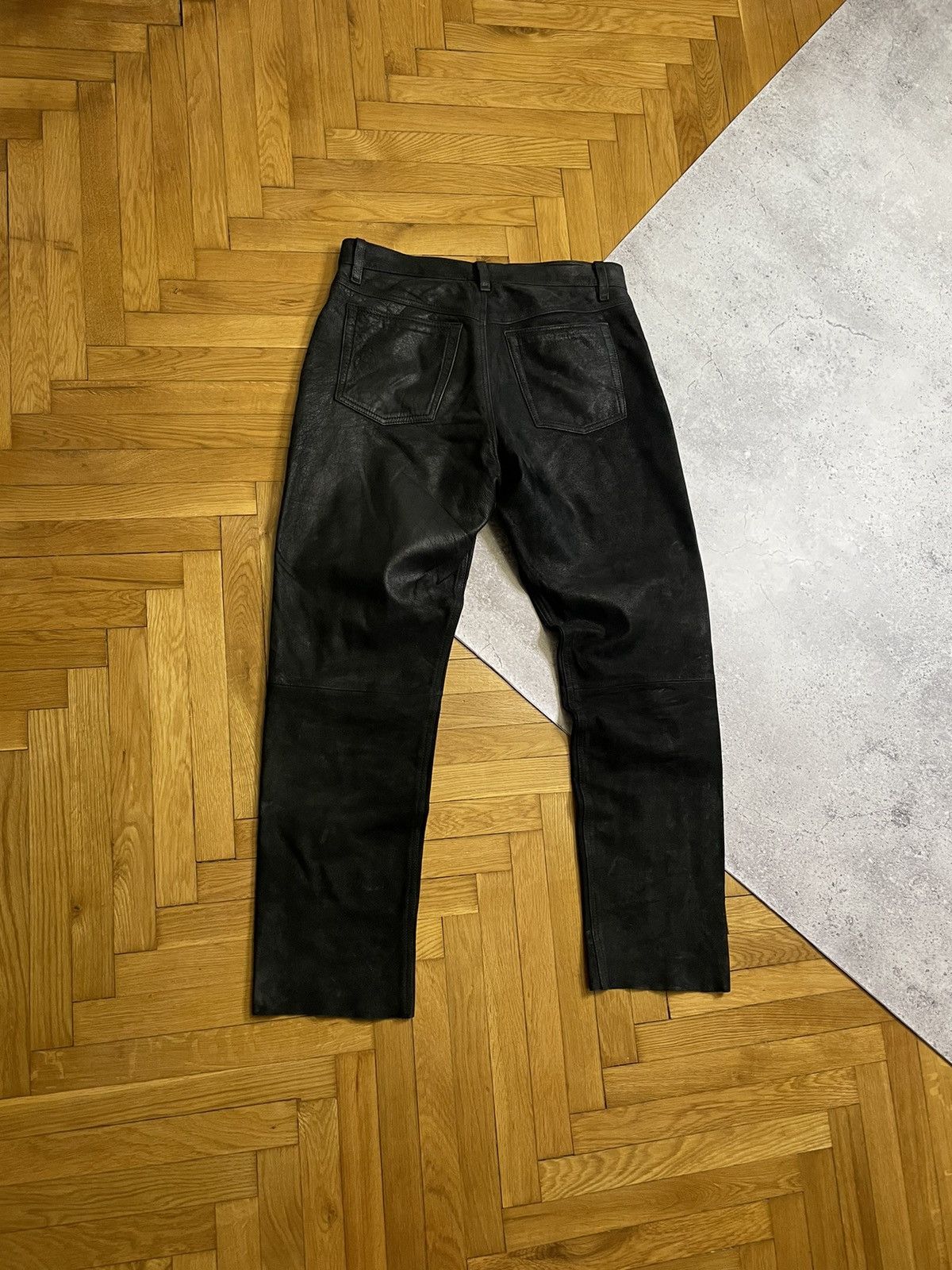 Japanese Brand Vintage Y2K Leather Black Pants Travis Scott Style Size US 33 - 1 Thumbnail