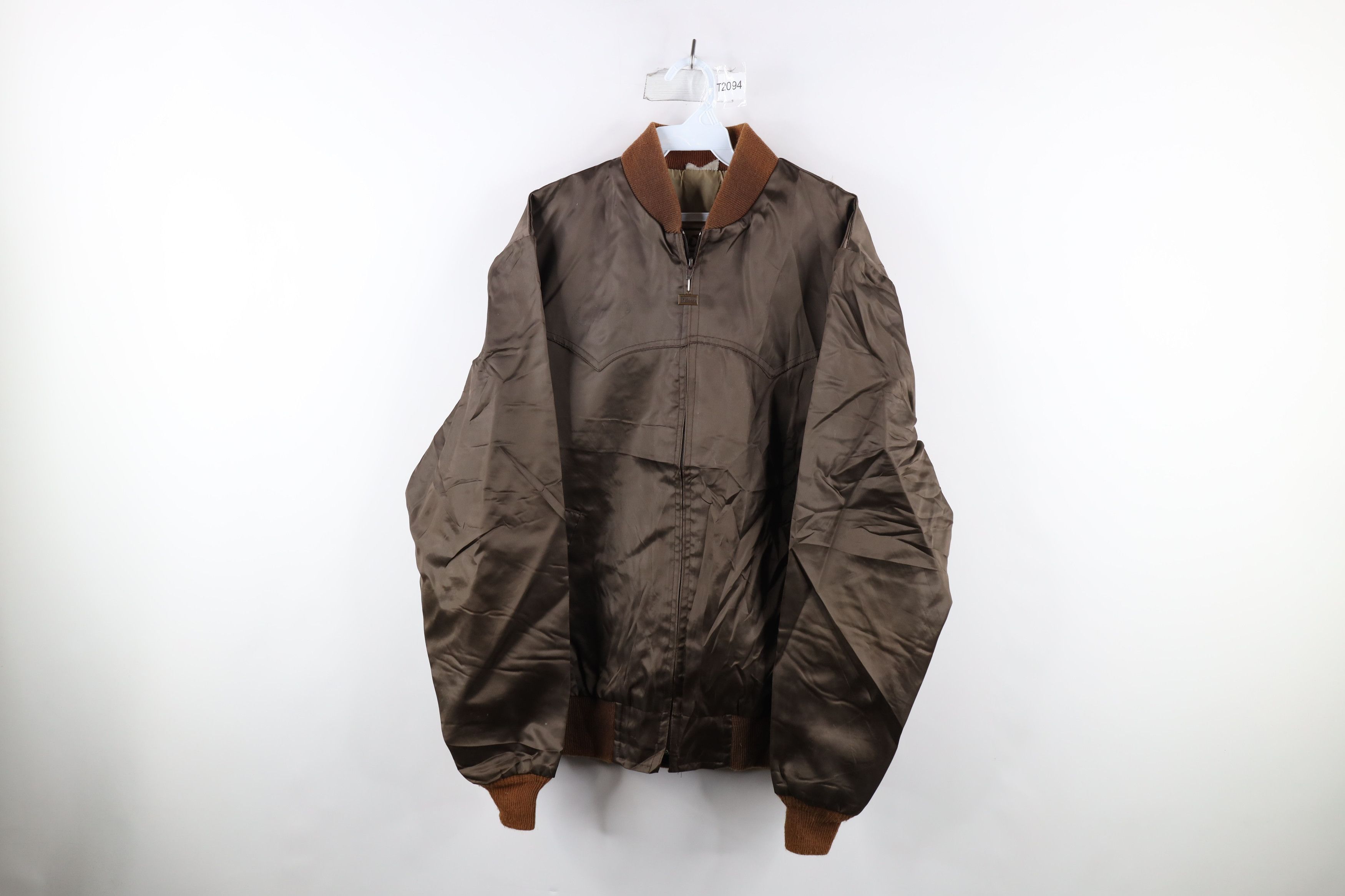 Vintage Vintage 80s Walls Blank Satin Bomber Jacket Brown USA Size US XXL / EU 58 / 5 - 1 Thumbnail
