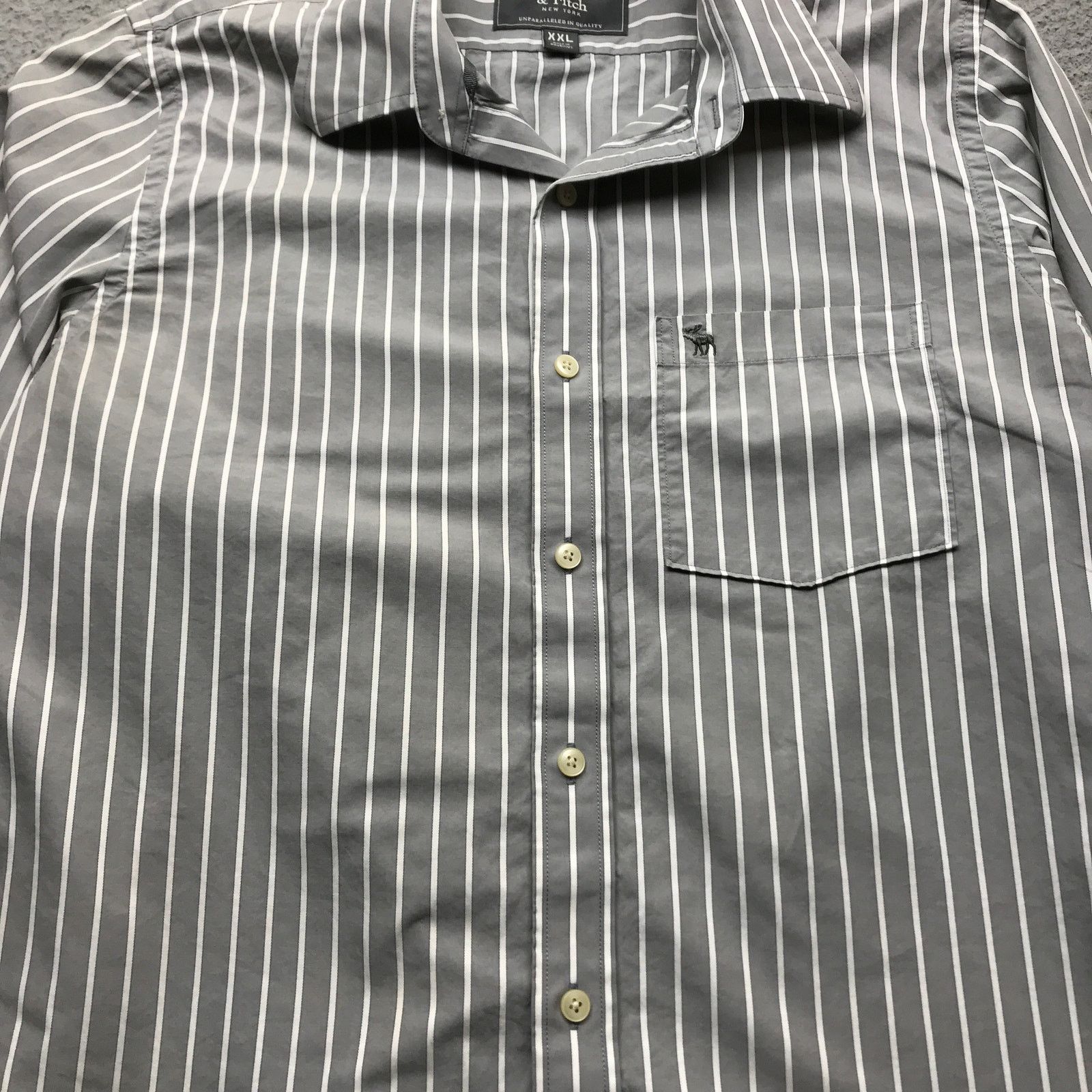 Abercrombie & Fitch Abercrombie & Fitch Muscle Dress Shirt Men XXL Striped Gray Size US XXL / EU 58 / 5 - 9 Thumbnail