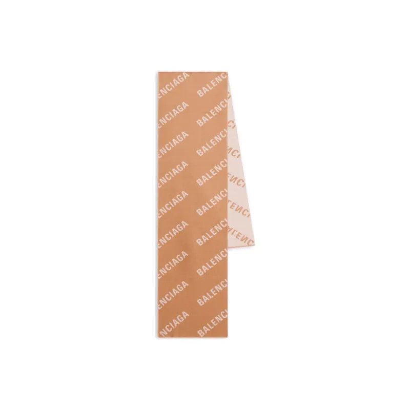 Balenciaga o1in1g1024 Size : OS / Allover Logo Macro Scarf in Beige Size ONE SIZE - 1 Preview
