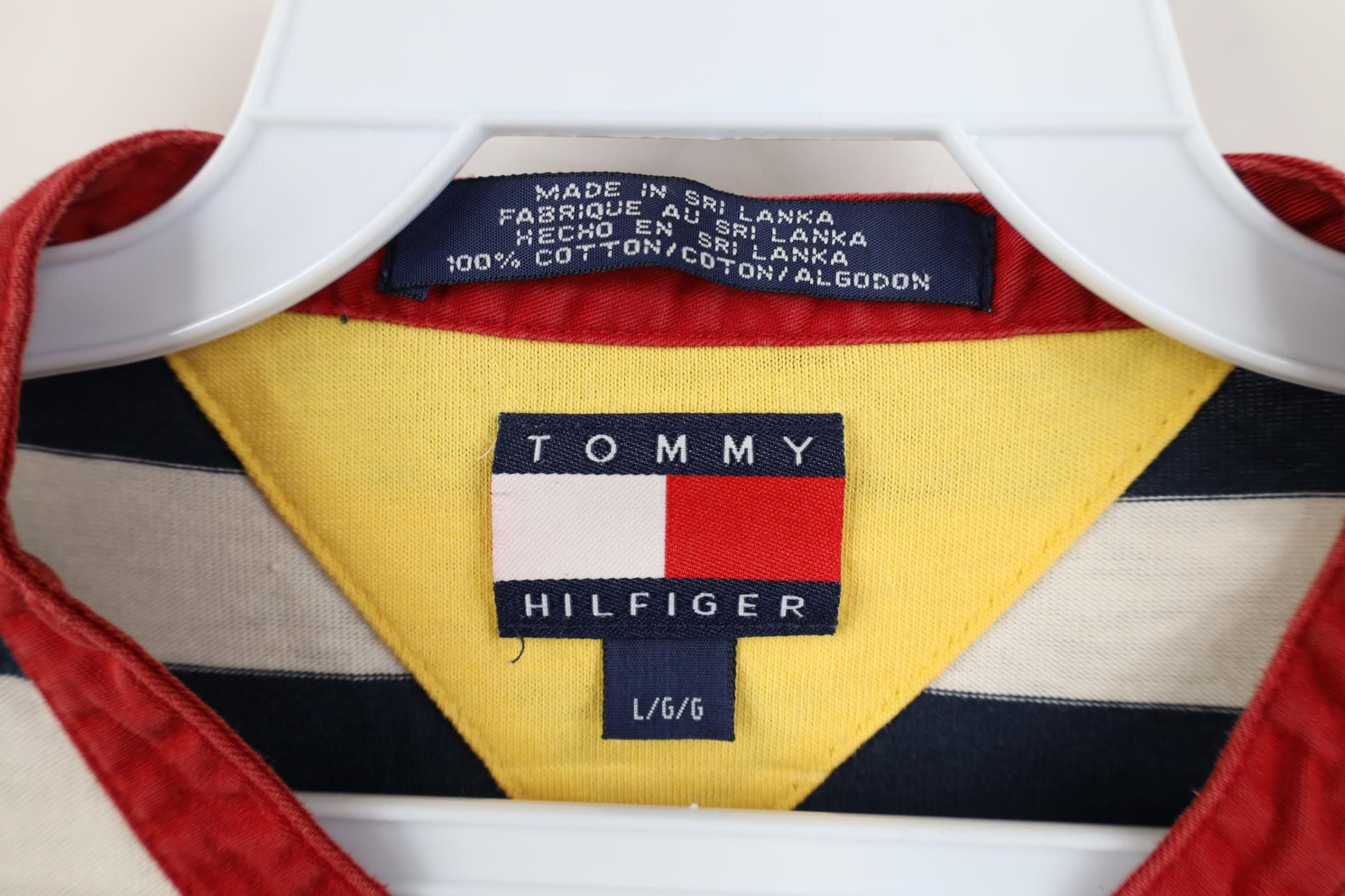 Tommy Hilfiger Vintage 90s Tommy Hilfiger Crest Striped Henley T-Shirt Size US L / EU 52-54 / 3 - 10 Thumbnail