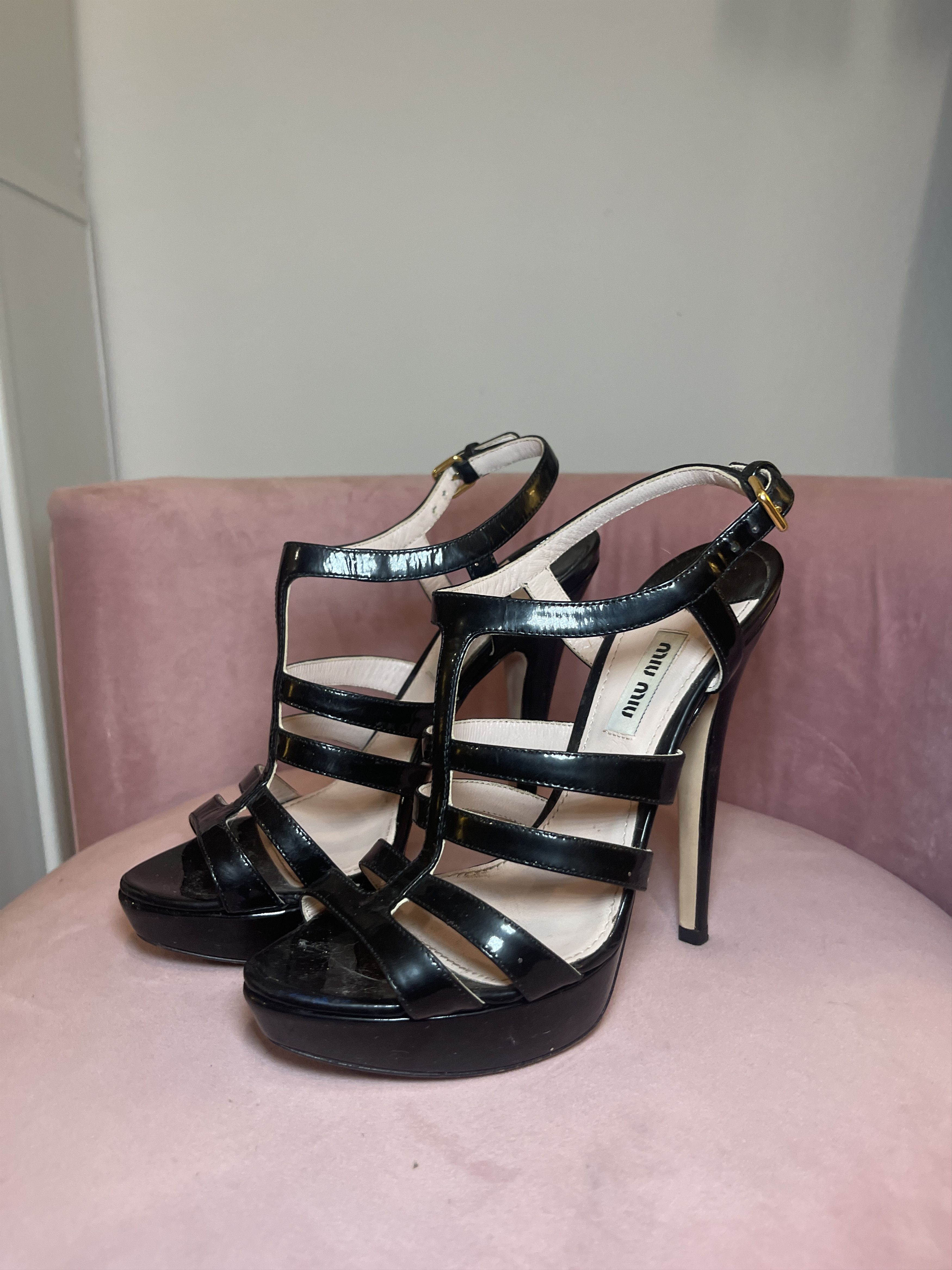 Miu Miu miu miu strappy black heels size 37 / 7 Size US 7 / IT 37 - 1 Thumbnail