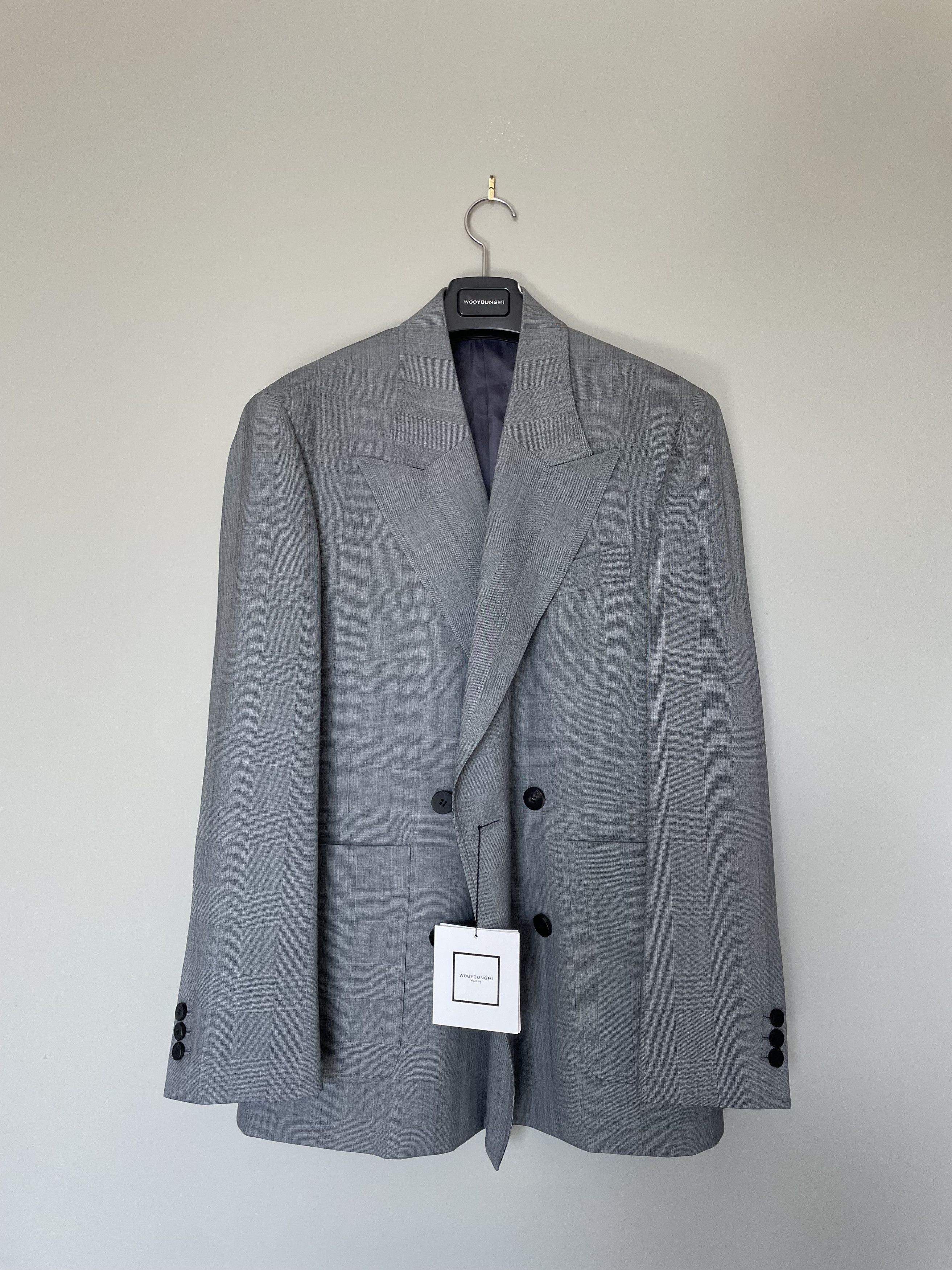 Wooyoungmi GORGEOUS RARE DOUBLE-BREASTED PRINCE OF WALES GREY BLAZER Size 44S - 1 Thumbnail