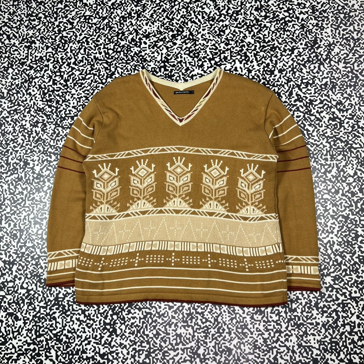 Gudrun Sjoden Vintage Y2K Gudrun Sjoden Retro Aztec Knitted Boxy Sweater Size L / US 10 / IT 46 - 4 Thumbnail