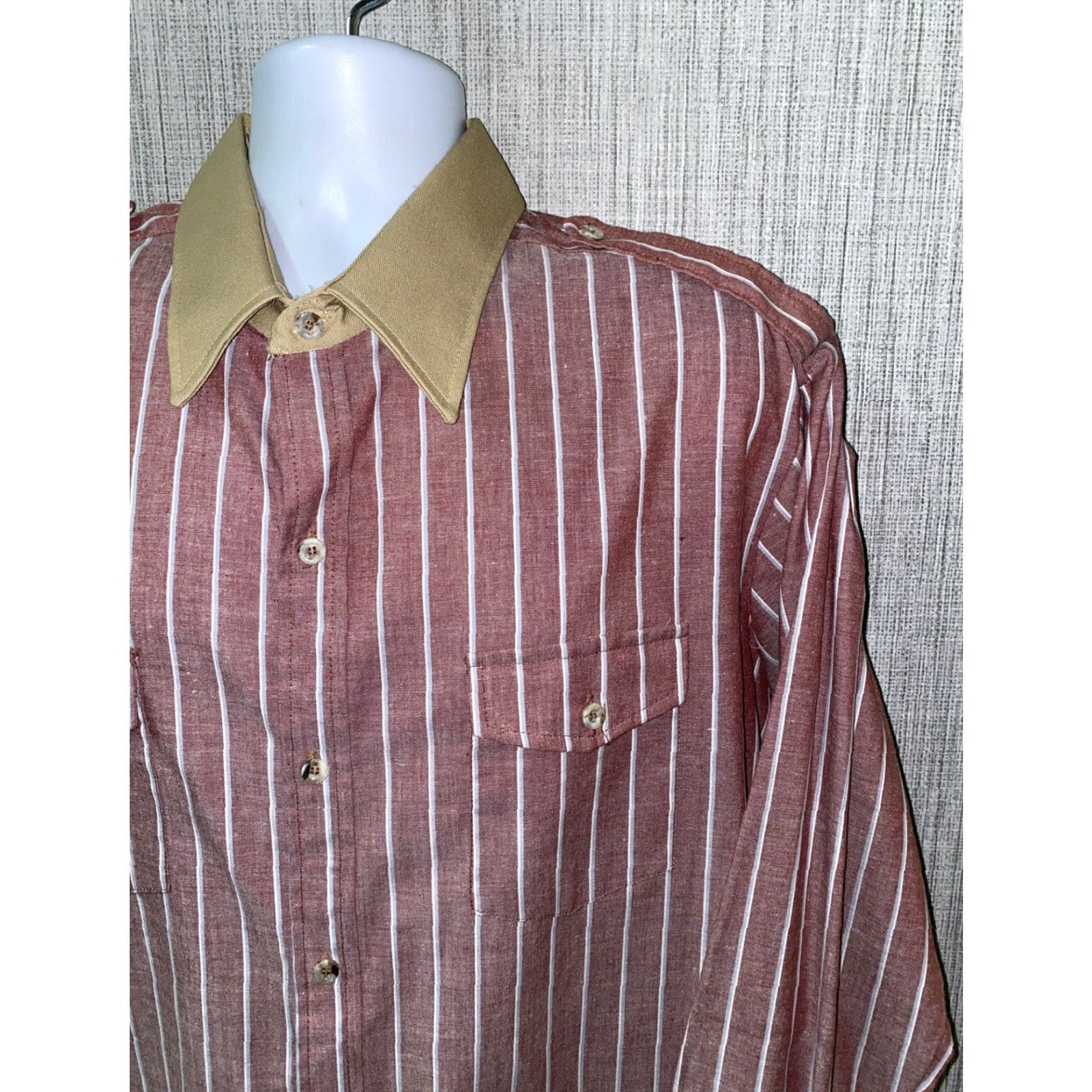Vintage VINTAGE Spire Shirt 2XLT TALL Striped Long Sleeve Button-Up Red Mens Size US XXL / EU 58 / 5 - 2 Thumbnail