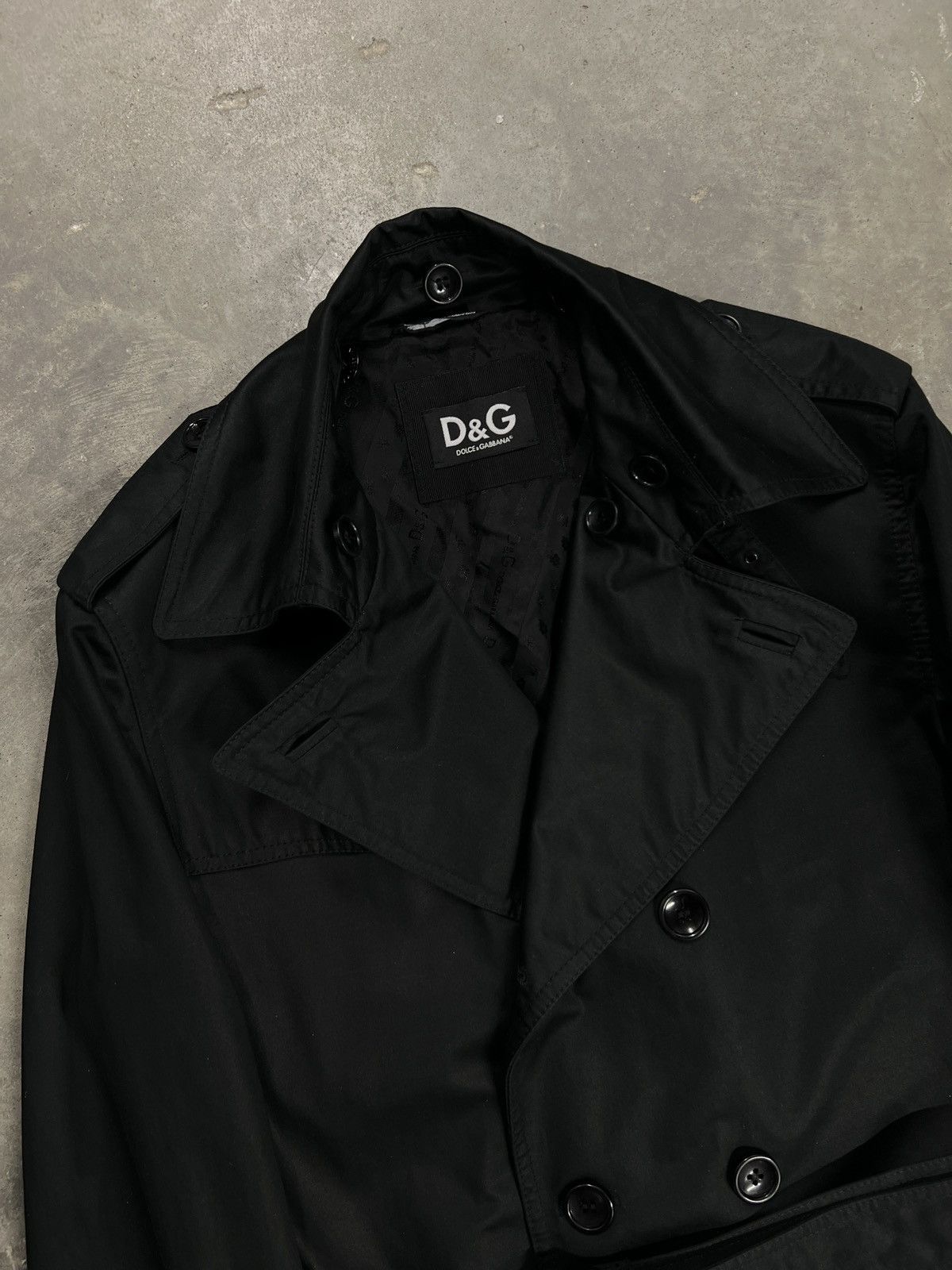 Dolce & Gabbana Mens Dolce & Gabbana Trench Coat Jacket Black Belted Size US M / EU 48-50 / 2 - 7 Thumbnail