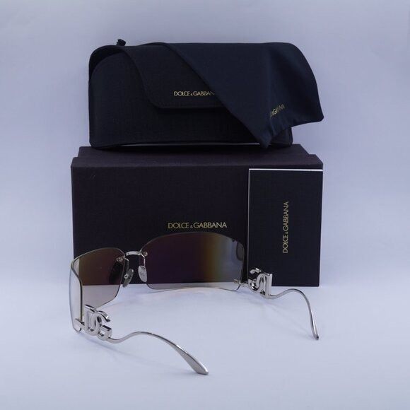 Dolce & Gabbana Dolce & Gabbana DG2319 05/6G Sunglasses Silver Rectangle Size ONE SIZE - 10 Thumbnail