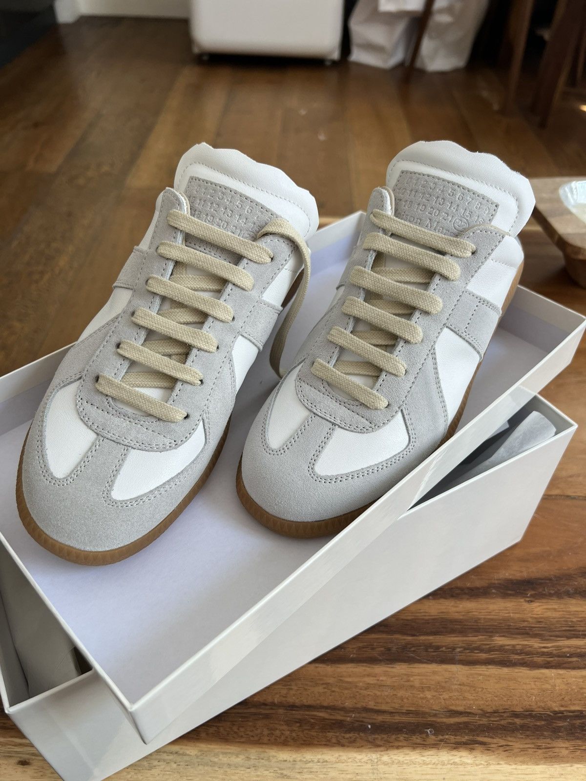 Maison Margiela Maison Margiela Replica leather sneakers 36/5 White Grey Size US 6.5 / IT 36.5 - 5 Thumbnail