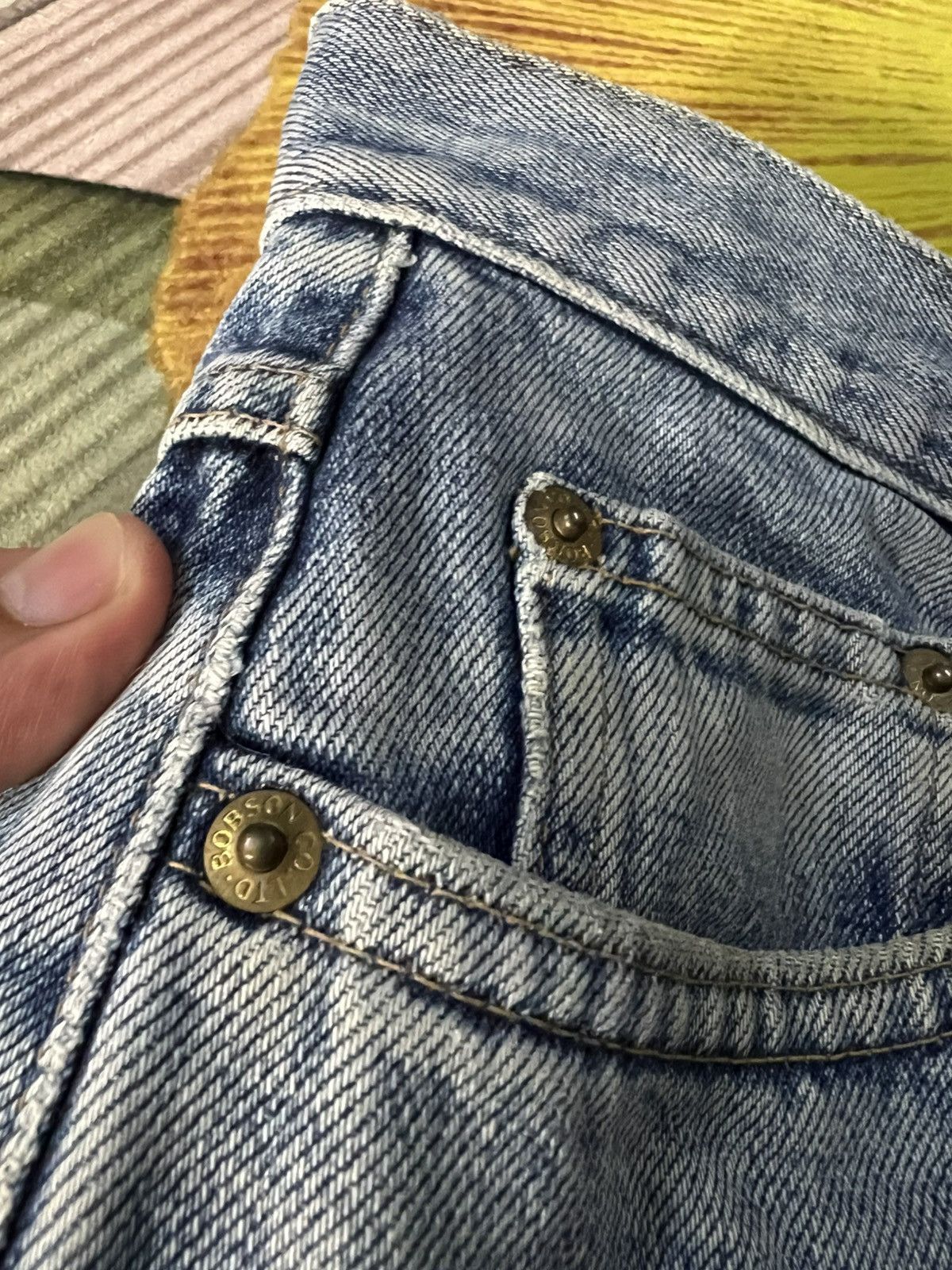 Japanese Brand 💥90’s Vintage Bobson Pro Distress Light Wash Jean Size US 28 / EU 44 - 10 Thumbnail