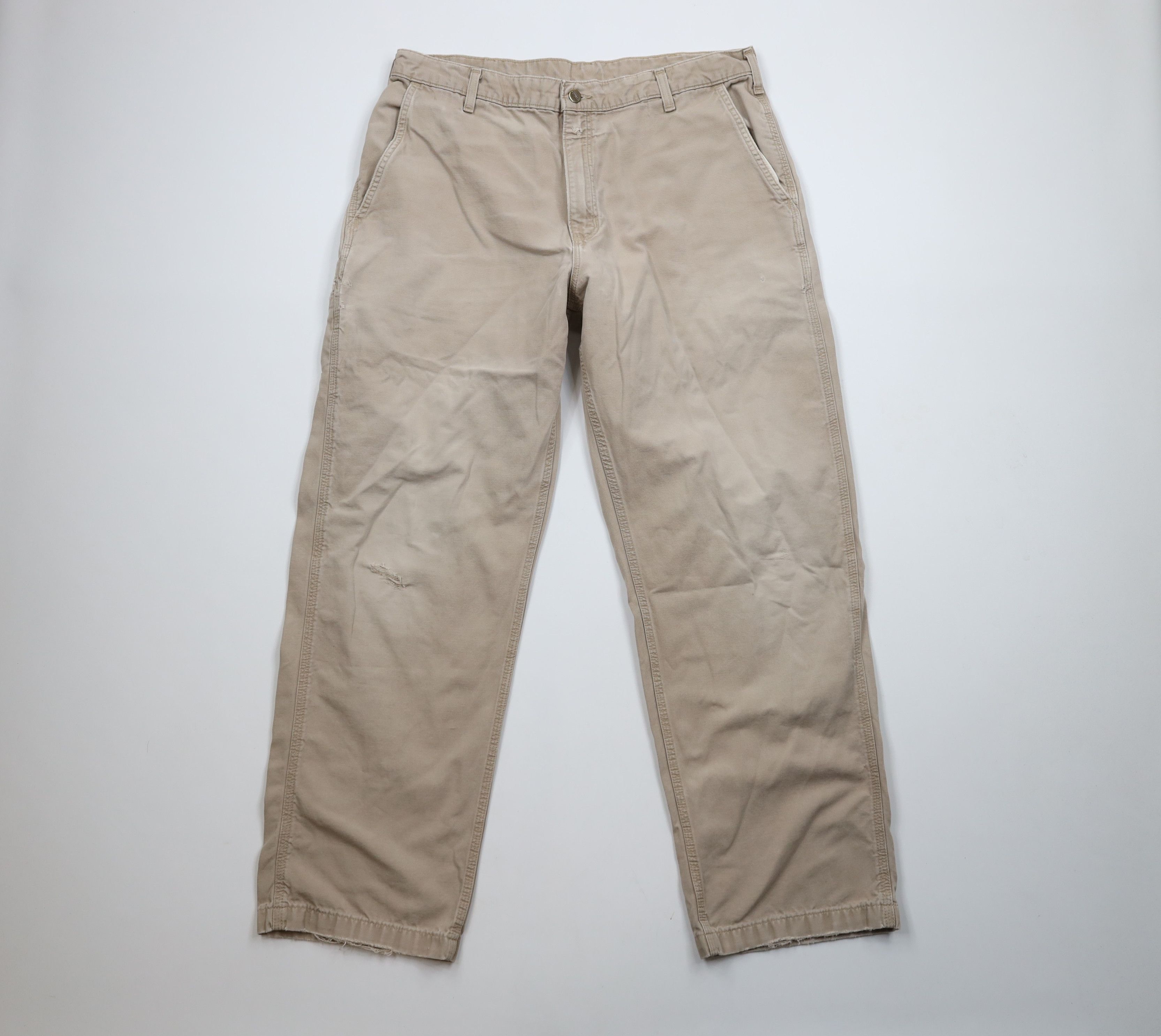 Carhartt × Vintage Vintage Y2K Carhartt Canvas Wide Leg Dungaree Pants Beige Size US 36 / EU 52 - 1 Thumbnail