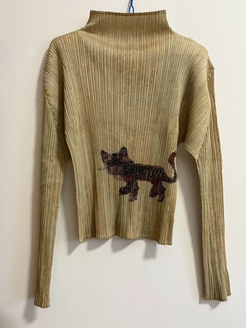 Issey Miyake Issey Miyake size:4 Brown tabby cat high-neck long-sleeved Size L / US 10 / IT 46 - 4 Thumbnail