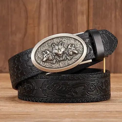 VIBE 105cm Triple Wolf Buckle Belt Size ONE SIZE - 5 Thumbnail