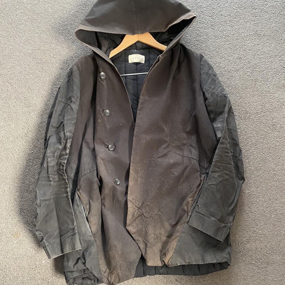 image of Song For The Mute Cocoon Coat Archival Piece in Black, Men's (Size Medium)