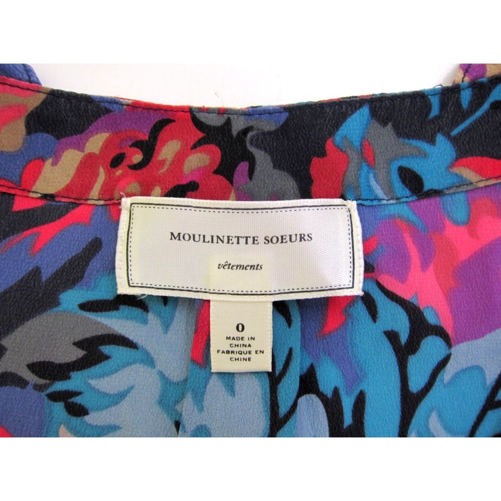 Soeur Moulinette Soeurs Athropologie 100% Silk Pink Blue Floral Cap Sleeve Blouse 0 Size XS / US 0-2 / IT 36-38 - 3 Thumbnail