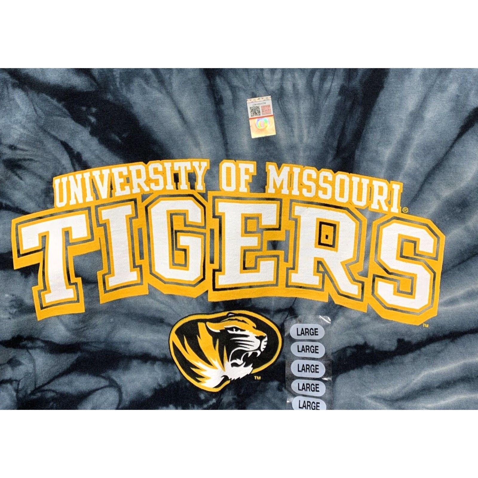 Vintage Dyenomite Apparel Mens T-Shirt Missouri Tigers Tie Dyed Size L Black Gray USA Tigers Logo Crew Neck Short Sleeve Baseball Sports Size US L / EU 52-54 / 3 - 2 Thumbnail