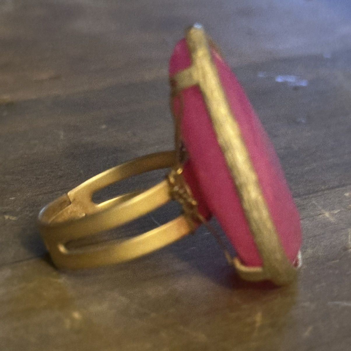 Vintage Vintage chunky pink agate teardrop adjustable ring Size ONE SIZE - 6 Thumbnail