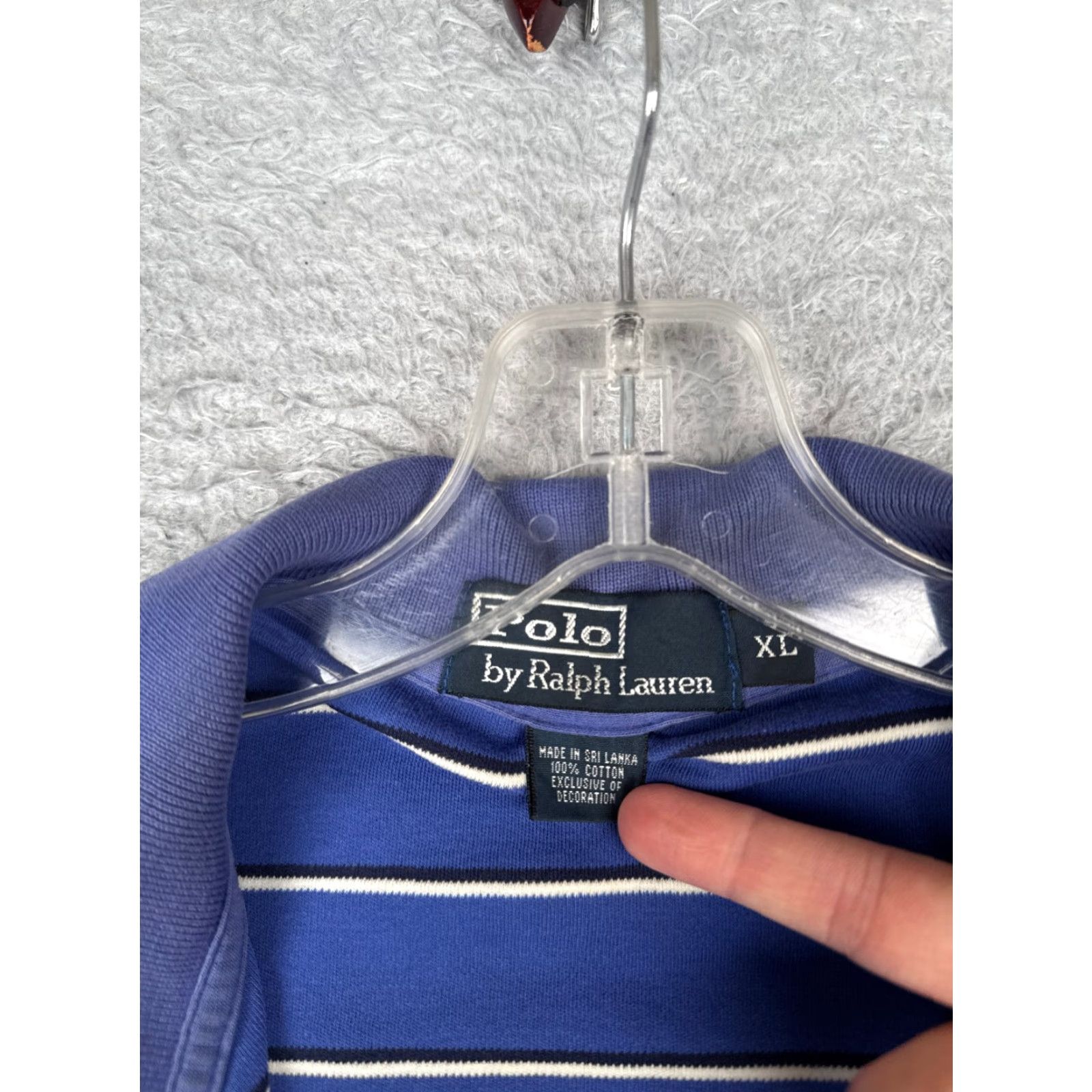 Ralph Lauren VINTAGE Ralph Lauren Polo Shirt Men XL Blue Striped 100% Cotton Slim Fit Polo 70s Theme Mens Size US XL / EU 56 / 4 - 7 Thumbnail