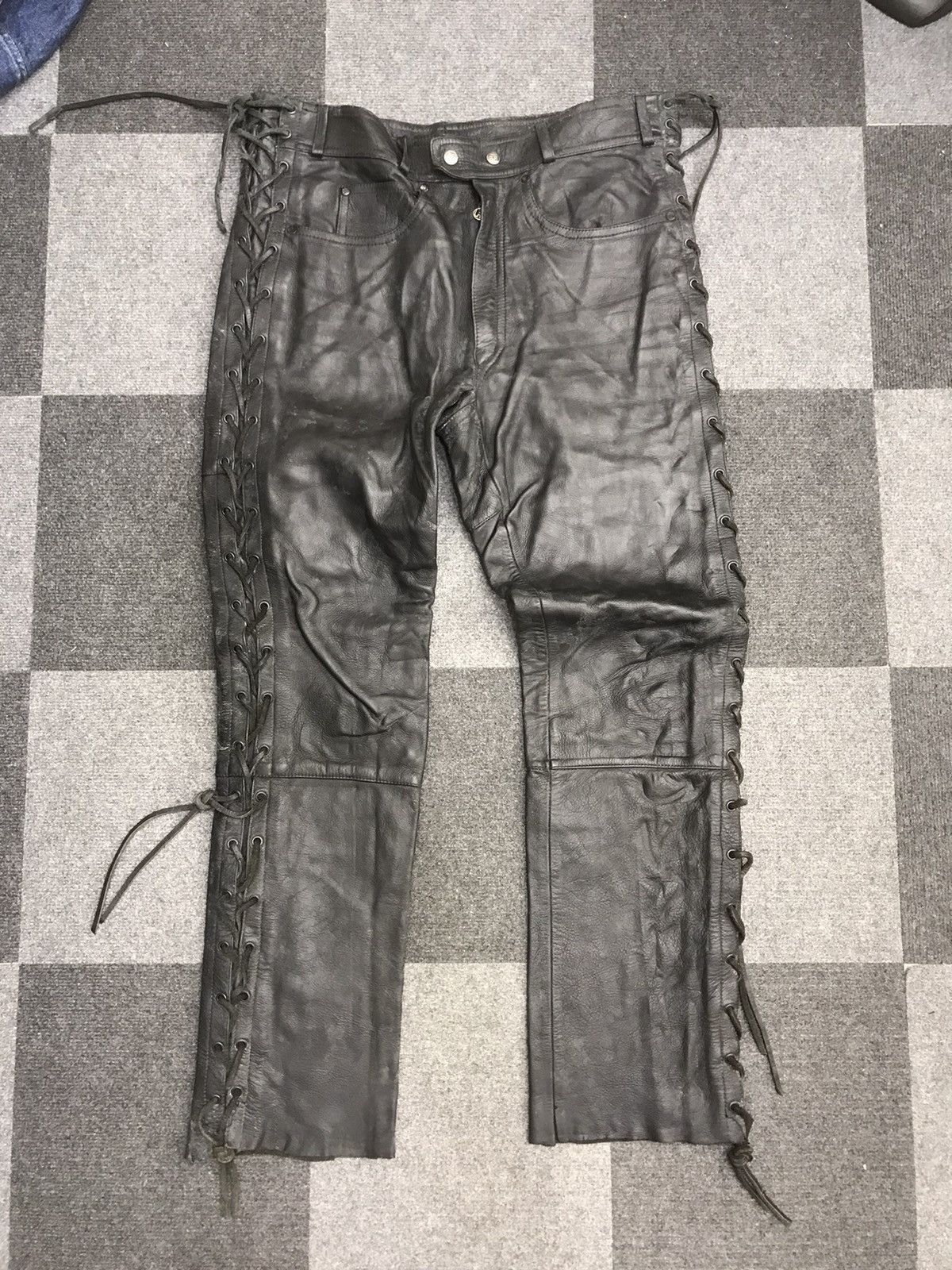 Genuine Leather HARRO STREETWEAR Side Lace Cowboy Leather Pant Size US 37 - 1 Thumbnail