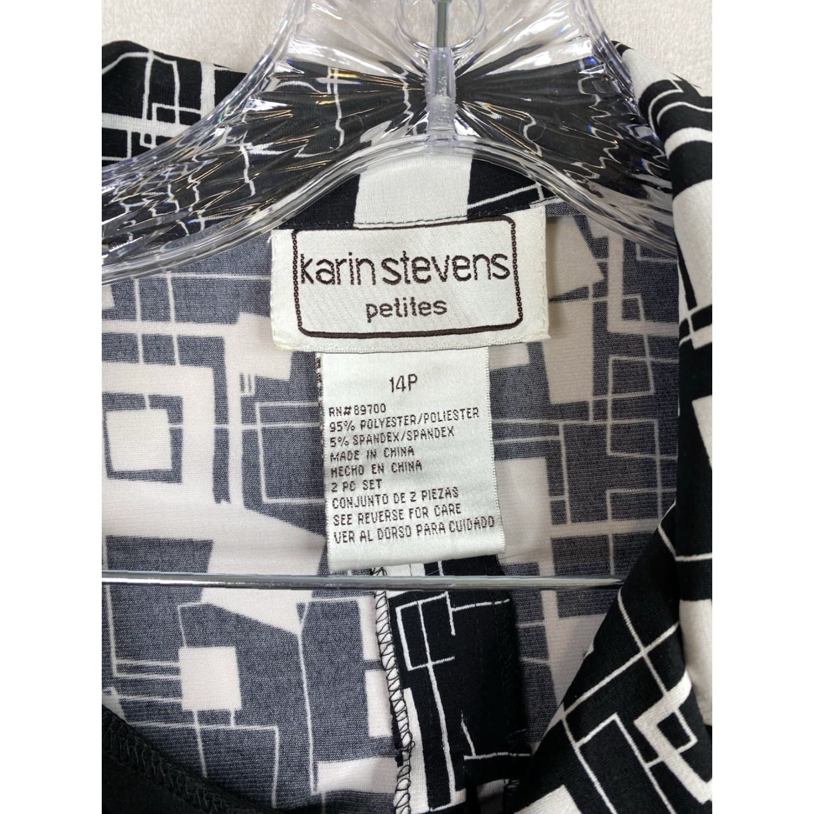Vintage VINTAGE Karin Stevens Dress Geometric 14P Maxi Tank Dress & Jacket Black 90s Slit NWT Women Womens Size XL / US 12-14 / IT 48-50 - 3 Thumbnail
