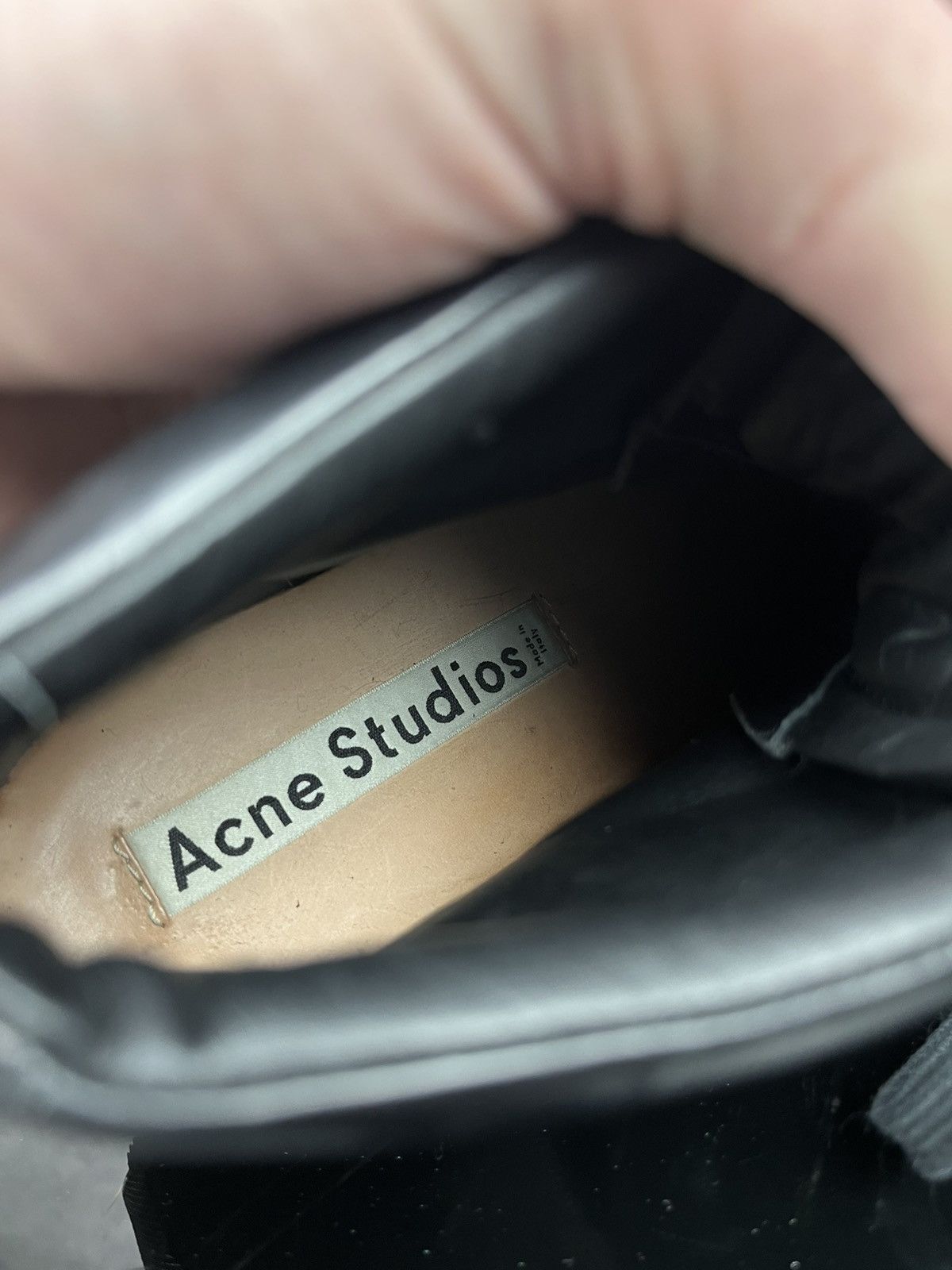 Acne Studios Acne Studios Black Leather Face Patch High-Top Sneakers 41 Size US 8 / EU 41 - 14 Thumbnail