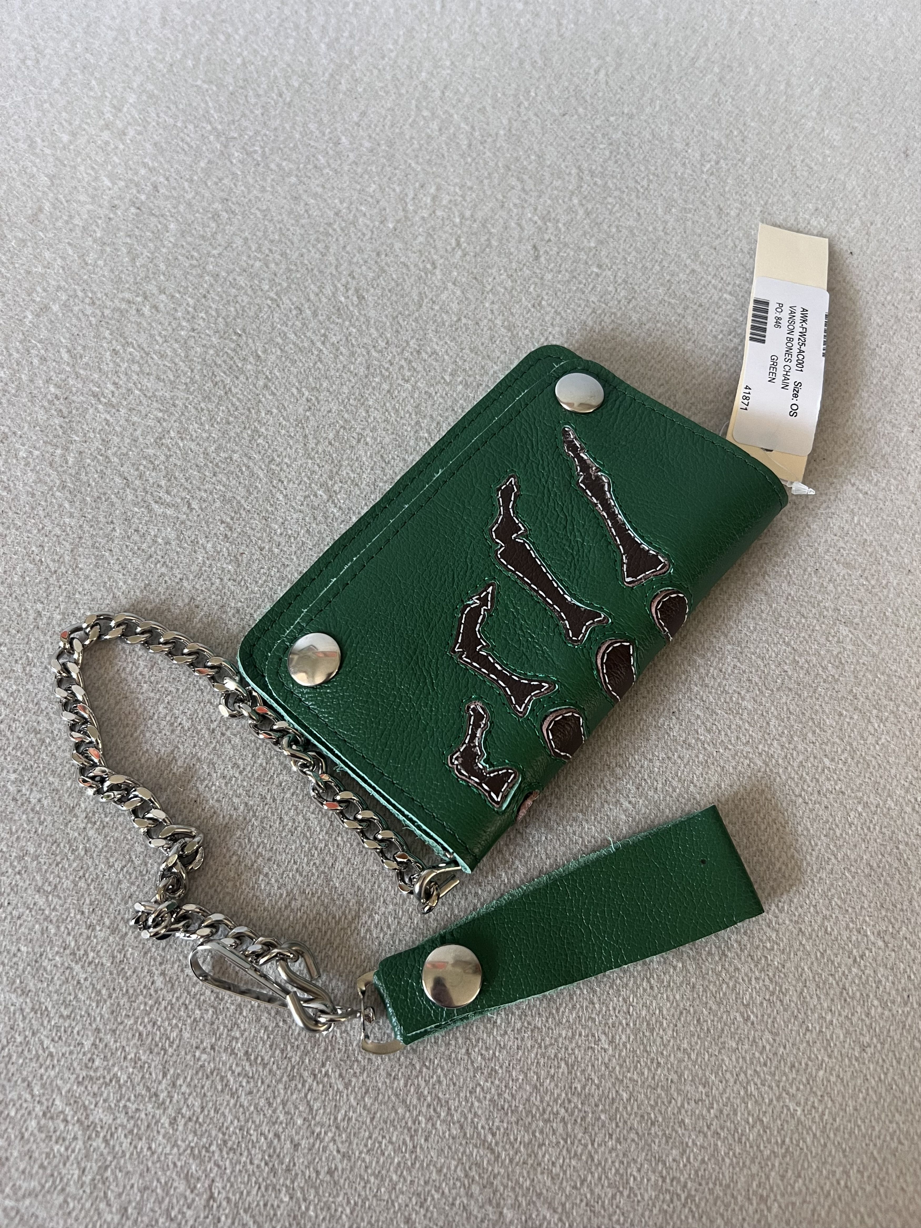 Awake NY Awake NY Vanson Leathers Skeleton Wallet in Green Size ONE SIZE - 2 Thumbnail