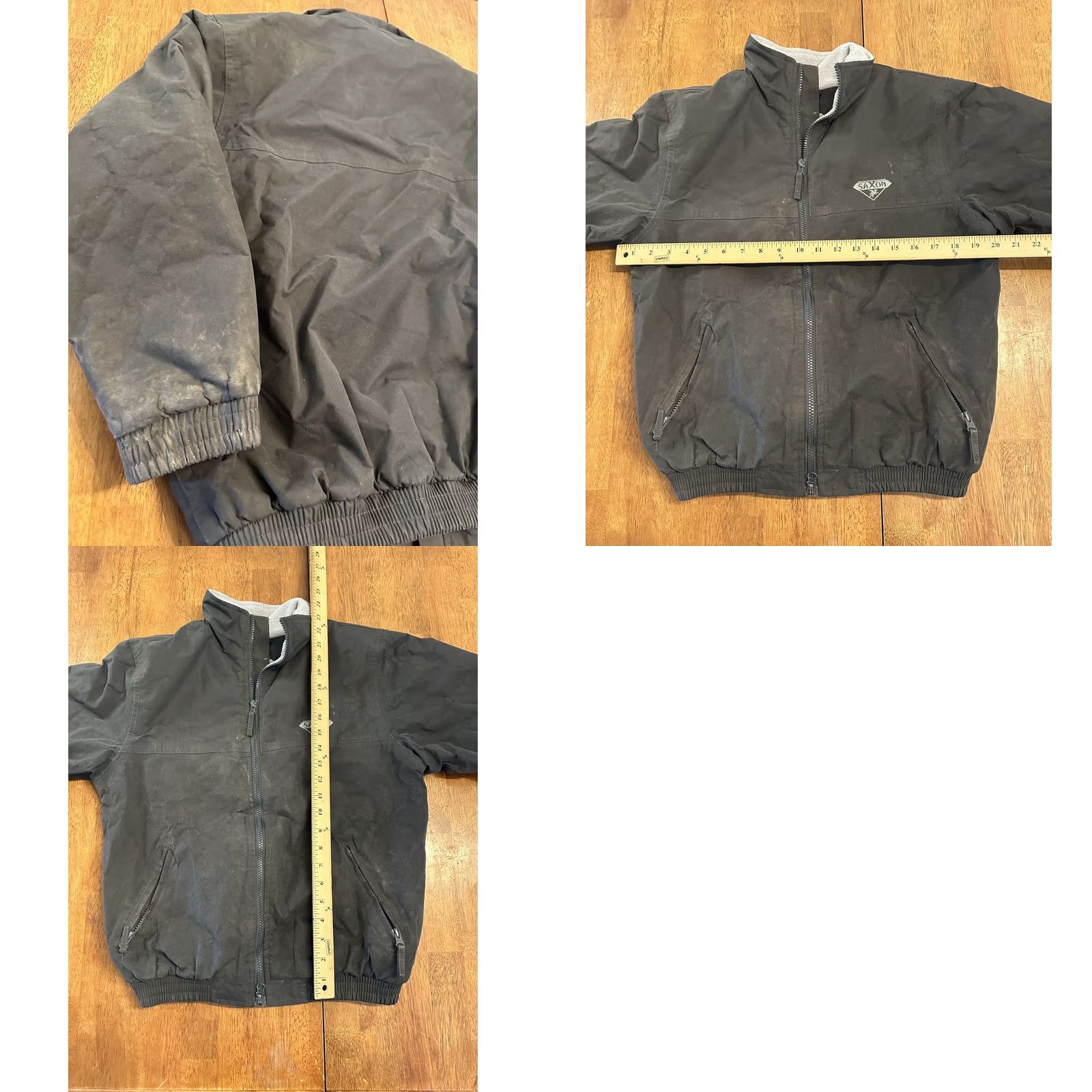 Vintage VINTAGE Saxon Blouson Fleece Lined Work Jacket Medium Mens Classic Black Button Zip Leather Embroidered Logo Size US M / EU 48-50 / 2 - 8 Thumbnail