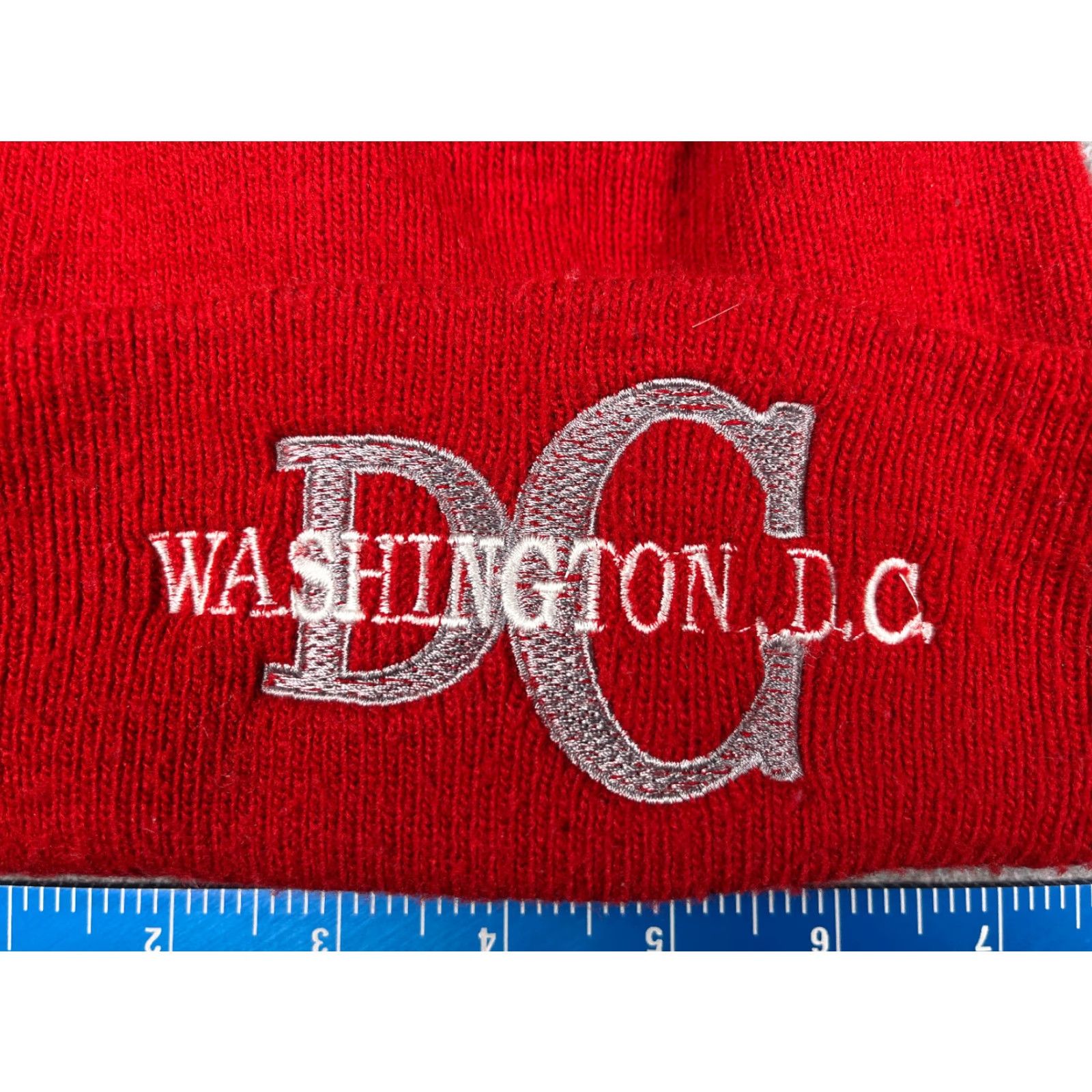 Vintage Washington DC Beanie Adult One Size Red Knit 100% Acrylic Ski Outdoors Toque Size ONE SIZE - 2 Thumbnail