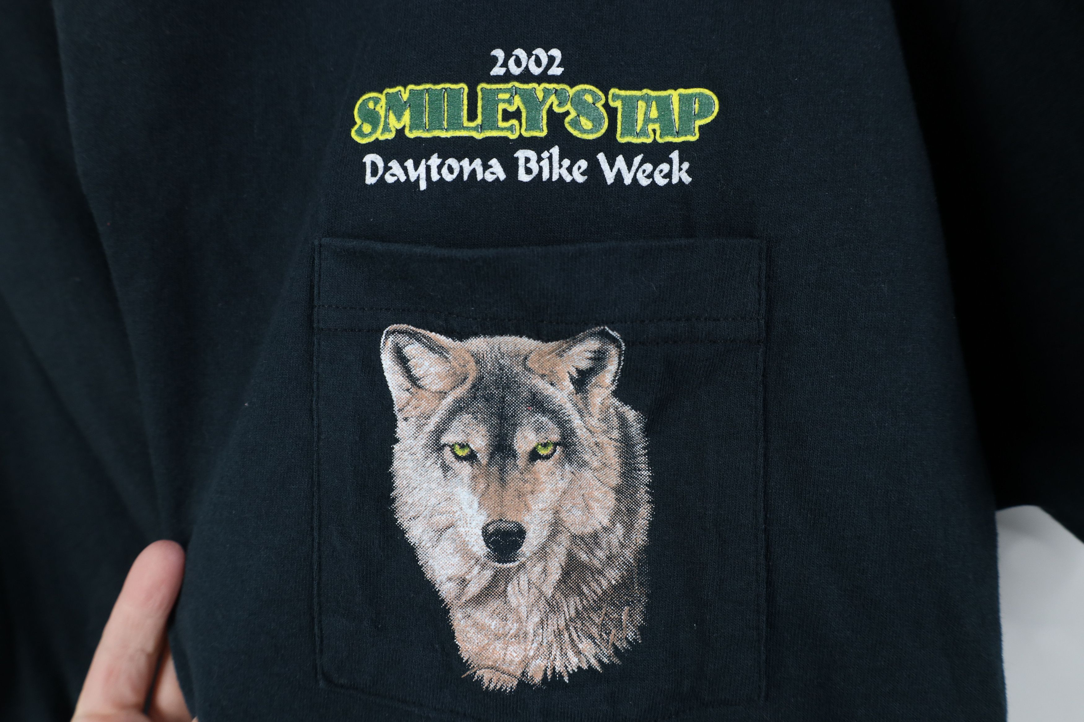 Vintage Vintage Y2K 2002 Daytona Bike Week Wolf Eagle Pocket T-Shirt Size US L / EU 52-54 / 3 - 4 Thumbnail