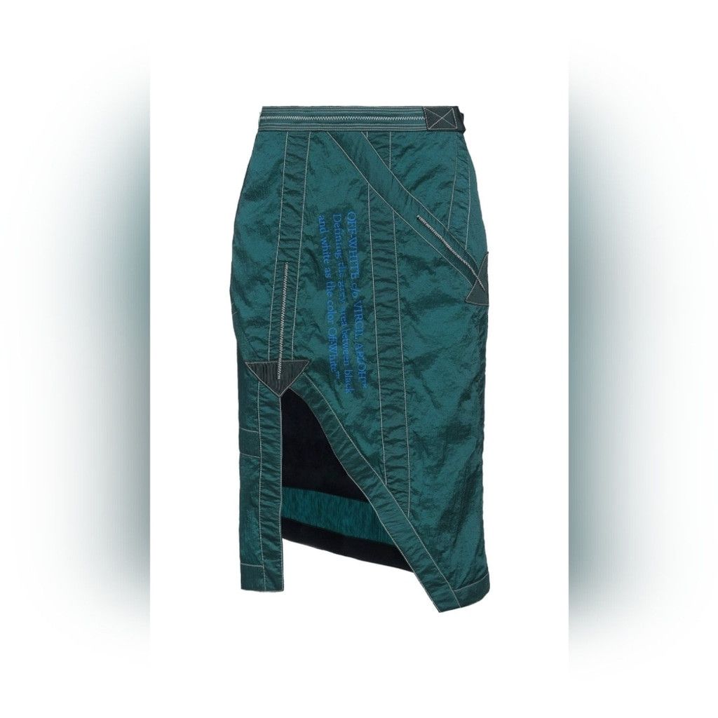 Off-White Off-White Green Asymmetrical Slit Nylon Skirt Size 27" / US 4 / IT 40 - 1 Thumbnail