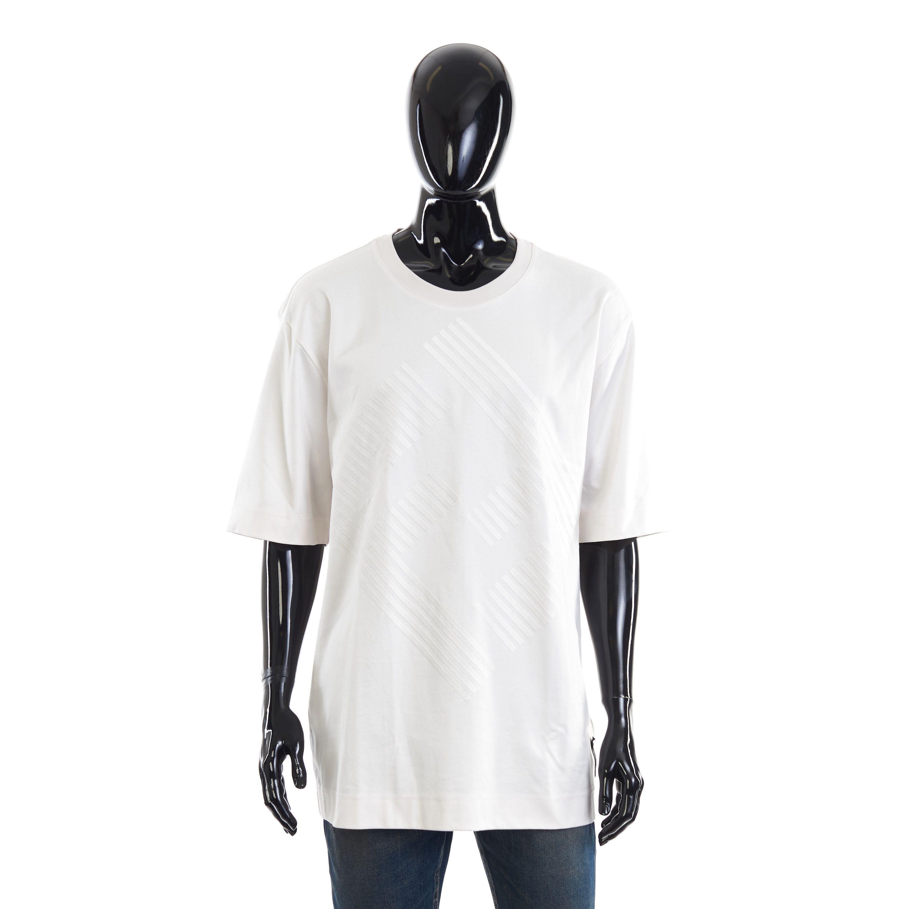 Image of White Fendi Shadow Motif T-Shirt, Men's (Size 2XL)