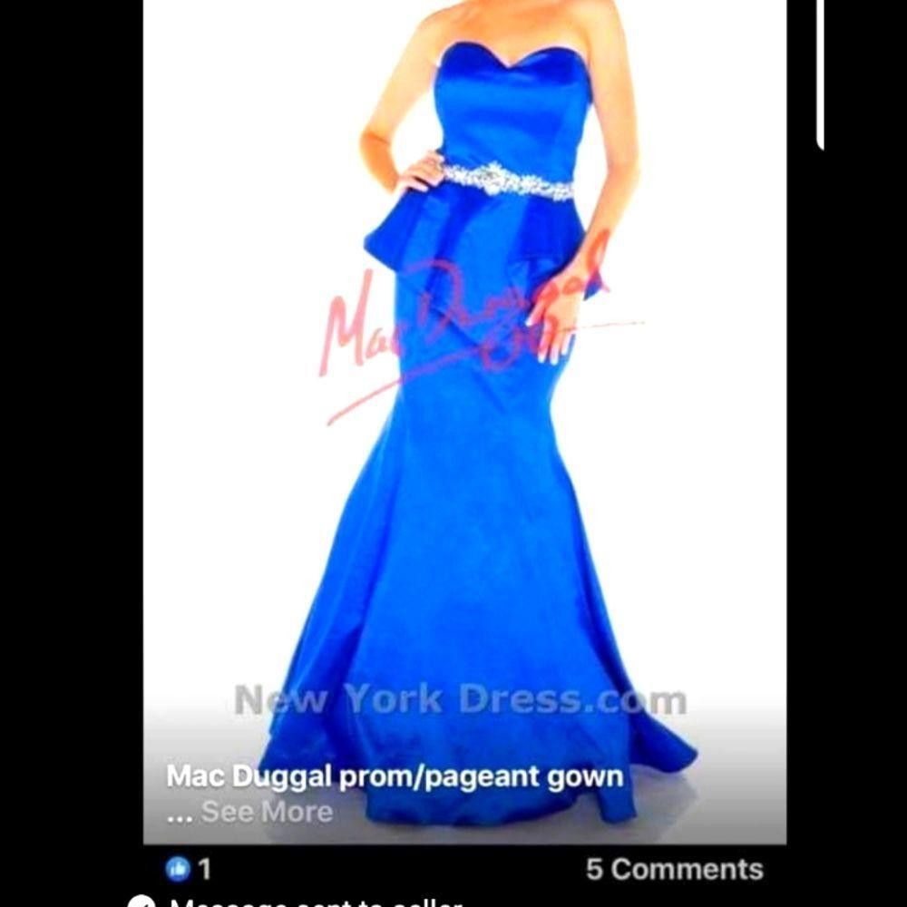 Designer Stunning Mac Duggal Blue Prom/Pageant Gown Size XL / US 12-14 / IT 48-50 - 1 Thumbnail