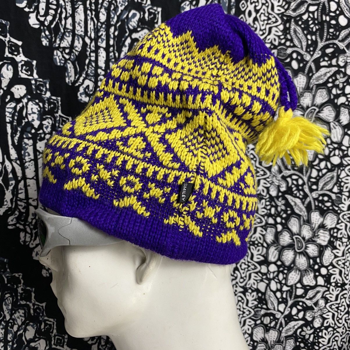 Japanese Brand × Vintage 2000s y2k smiley navajo usa made pom beanie hats Size ONE SIZE - 5 Thumbnail