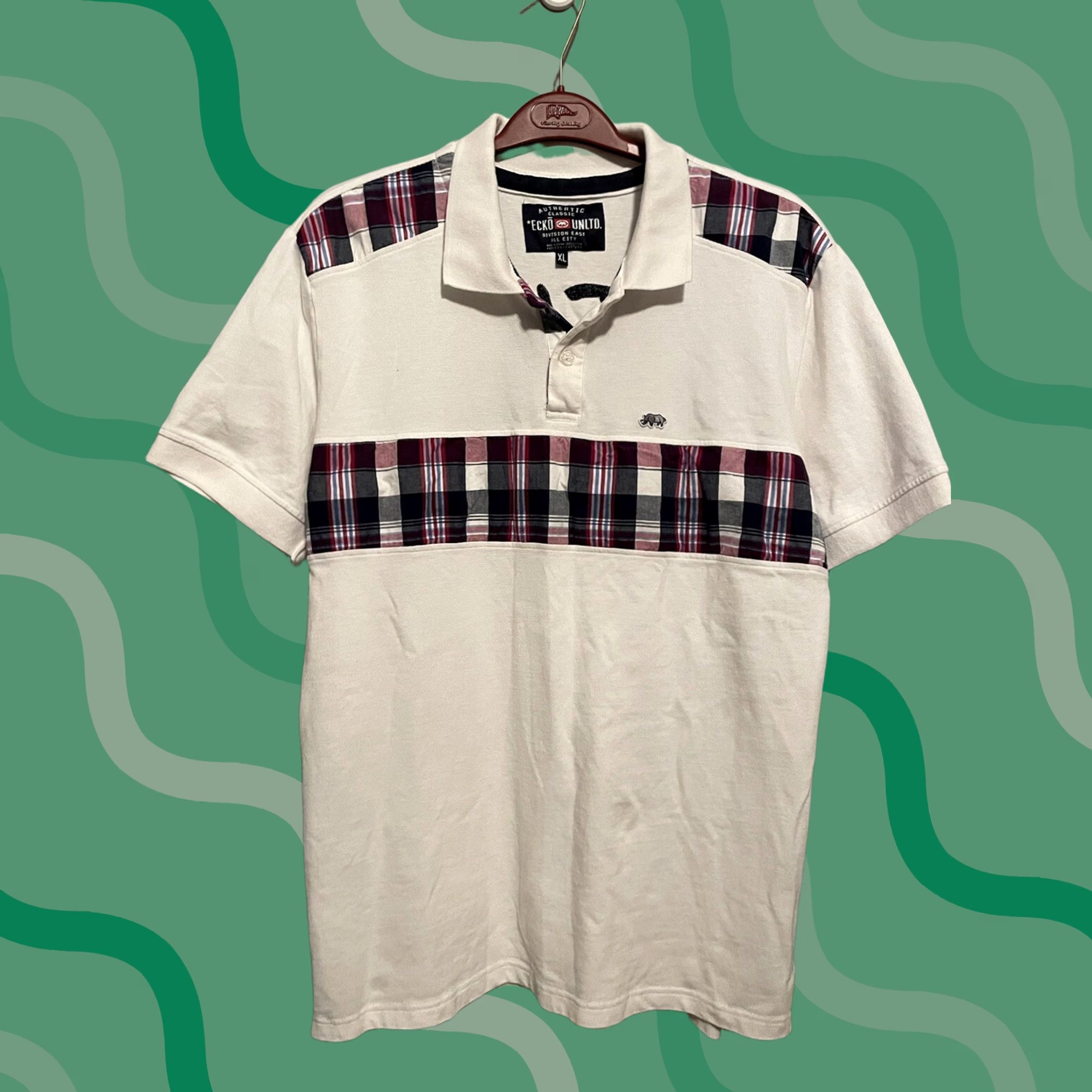 Ecko Unltd. VINTAGE Ecko Unltd Polo Shirt Mens XL White Embroidered Plaid Y2K Rugby Grunge 90s 00s Size US XL / EU 56 / 4 - 1 Thumbnail