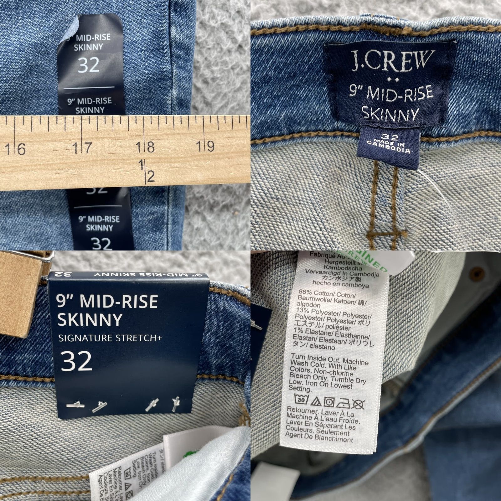J.Crew VINTAGE J.Crew Jeans Womens 32 Mid Rise Skinny Denim Y2K Chic Academia Indie Preppy 90s Mens? Size 24" / US 00 / IT 34 - 8 Thumbnail