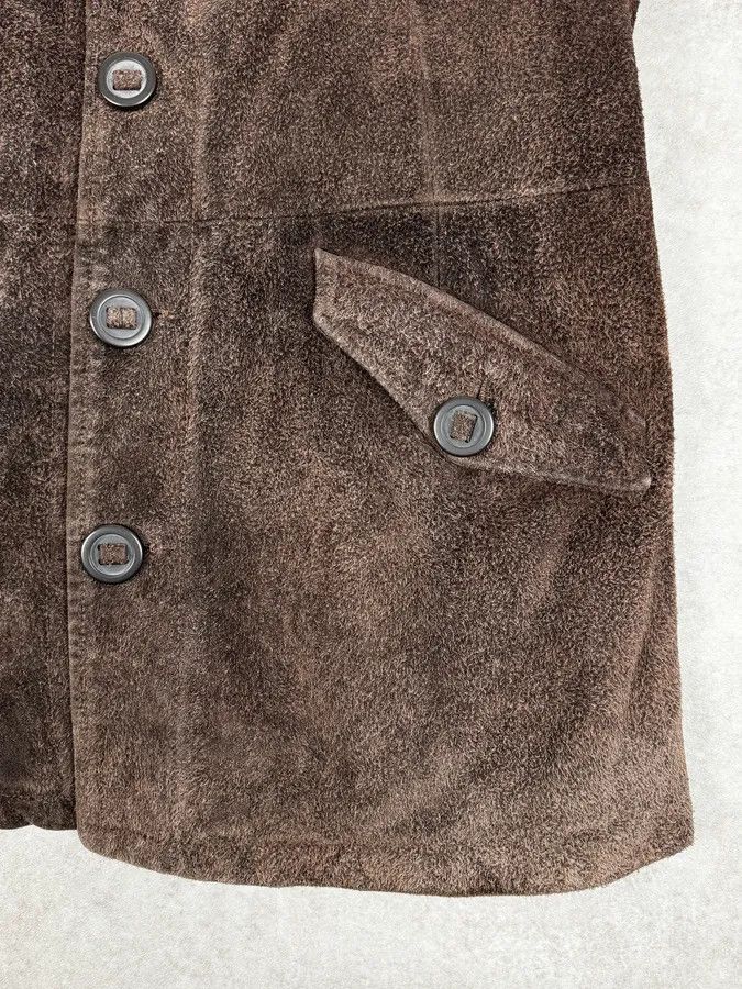 Armani 2000s Armani Brown Texture Leather Buttoned Jacket Size US L / EU 52-54 / 3 - 9 Thumbnail