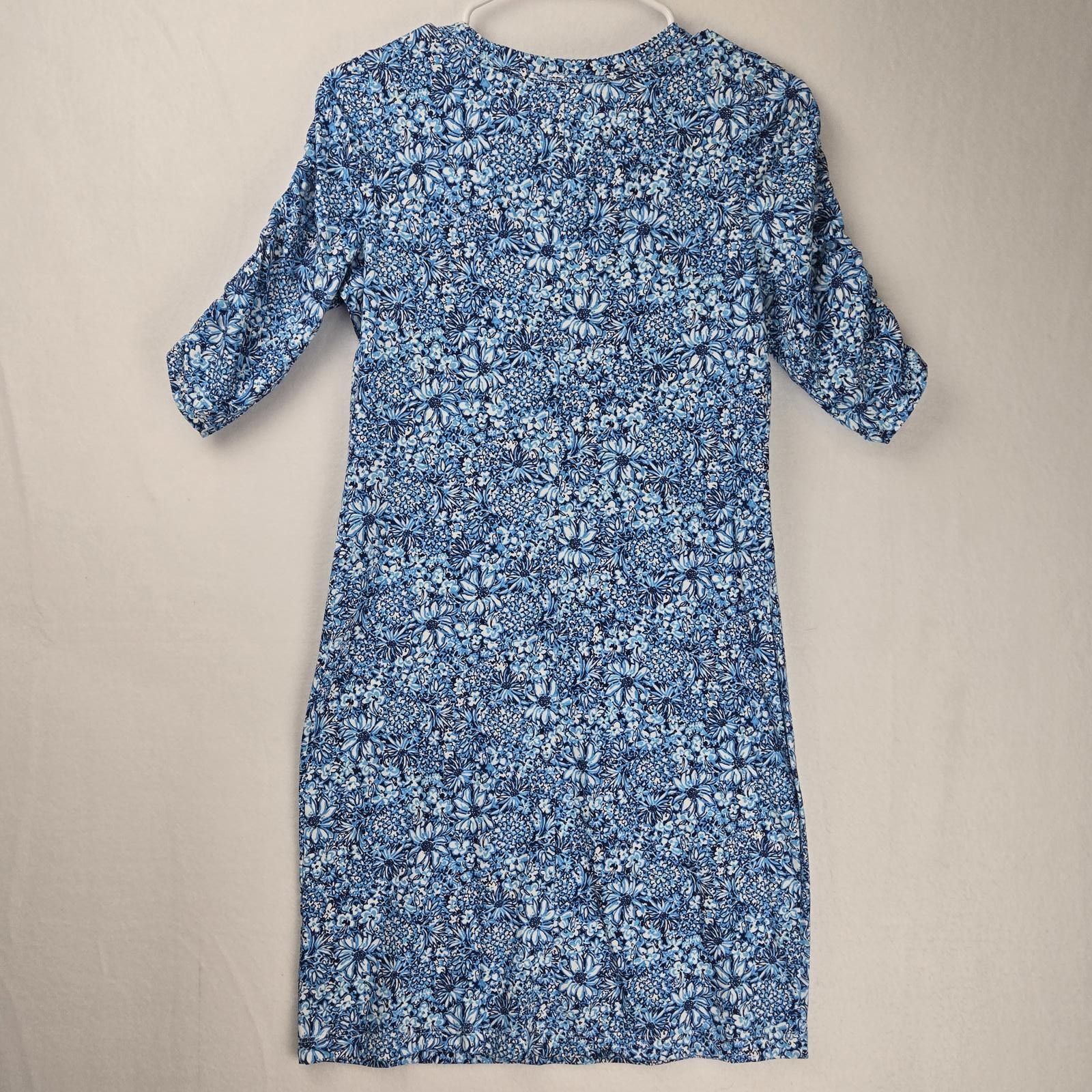 Designer Lilly Pulitzer Dress Blue Blooming Together Flowers Size XS Size XS / US 0-2 / IT 36-38 - 3 Thumbnail