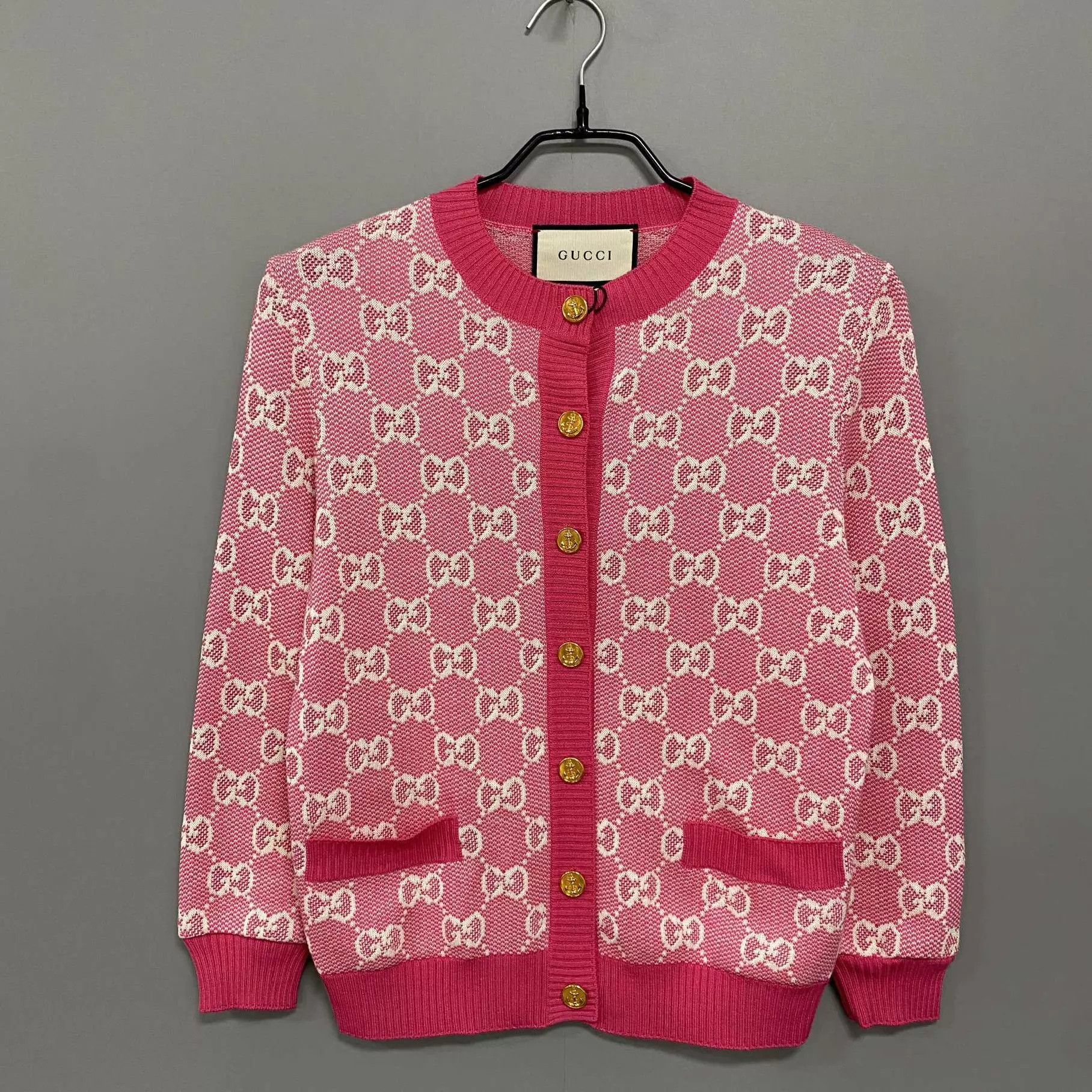 Gucci GUCCI GG Pink Gold Button Cardigan Women's XXS Size XXS / US 00 / IT 34 - 1 Thumbnail