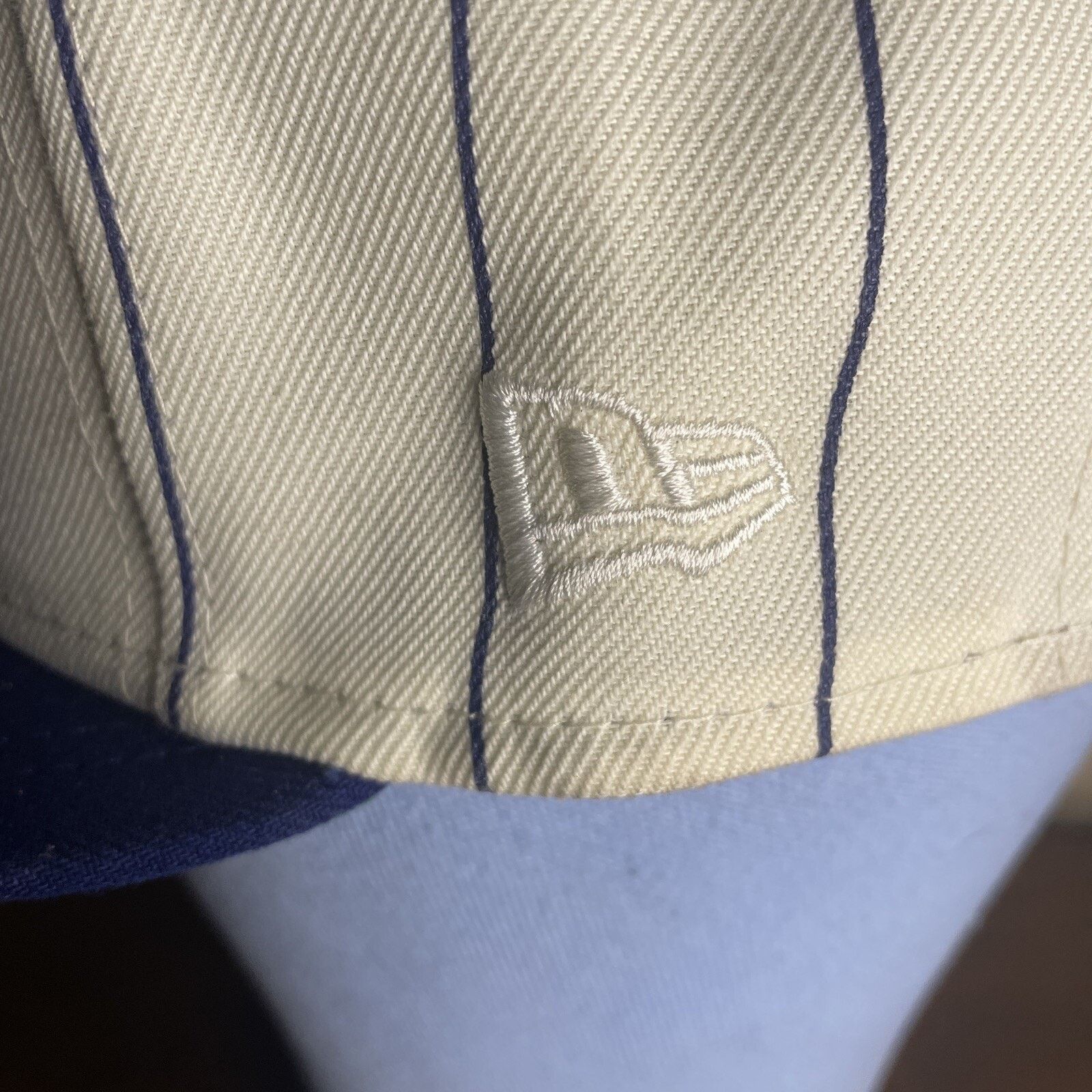 New Era LA Dodgers NewEra 5950 Off White Pinstripe Script Hat 7 3/8 Size ONE SIZE - 8 Thumbnail