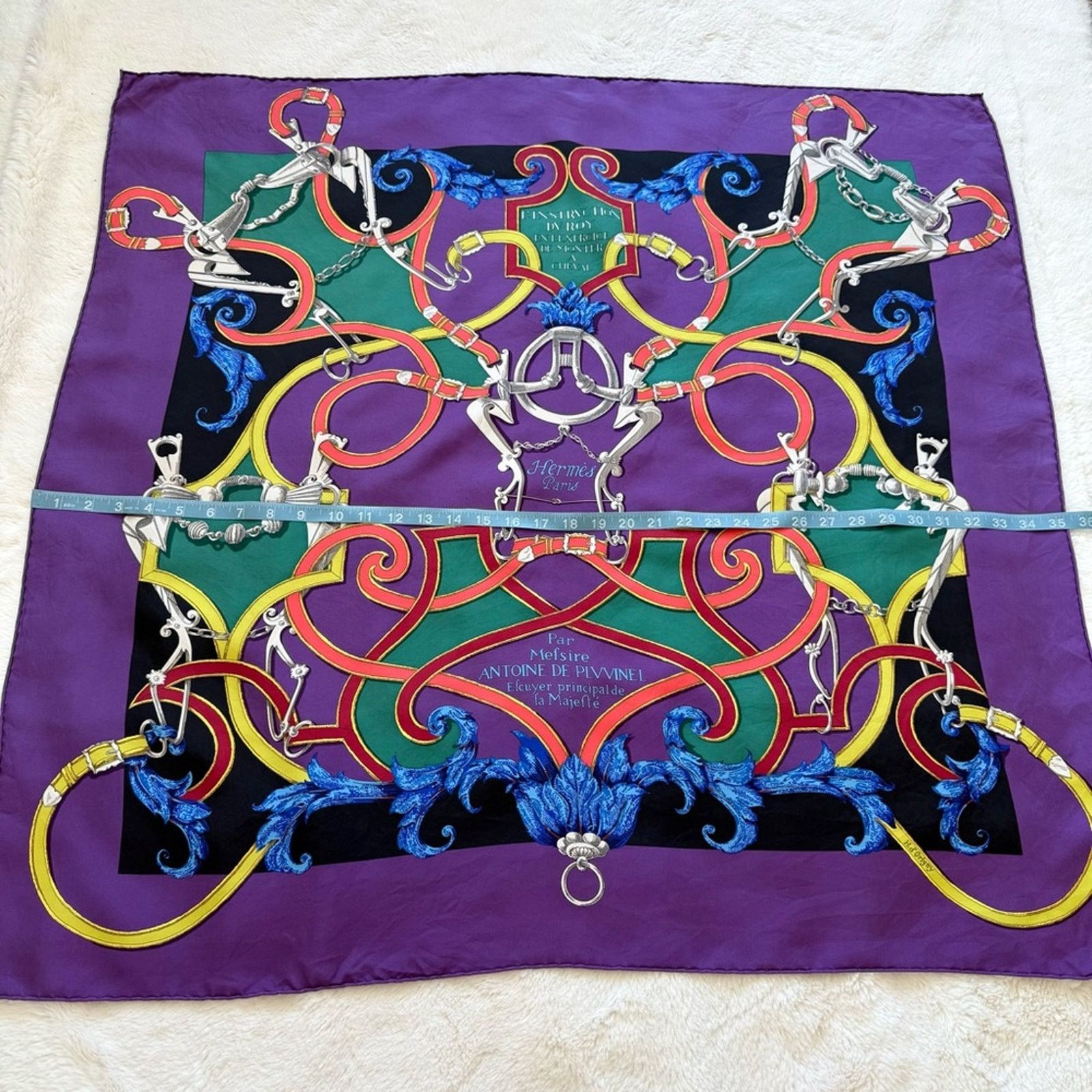 Hermes Hermes Paris L'Instruction du Roy Bayadere shawl 140 silk Size ONE SIZE - 7 Thumbnail