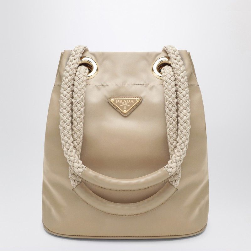 Prada Mariner Small Bucket Bag In Camel Re-Nylon