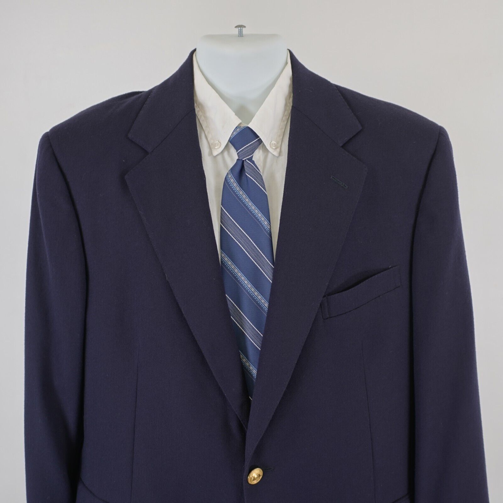 Polo Ralph Lauren Flannel Wool Blue 2 Gold Button Blazer 44L