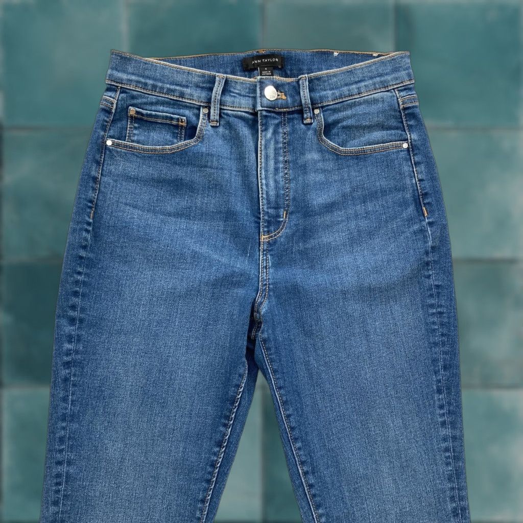Ann Taylor Ann Taylor Jeans Womens 6 Blue The Skinny High Rise Perfect Pocketing Stretch Size 28" / US 6 / IT 42 - 1 Thumbnail