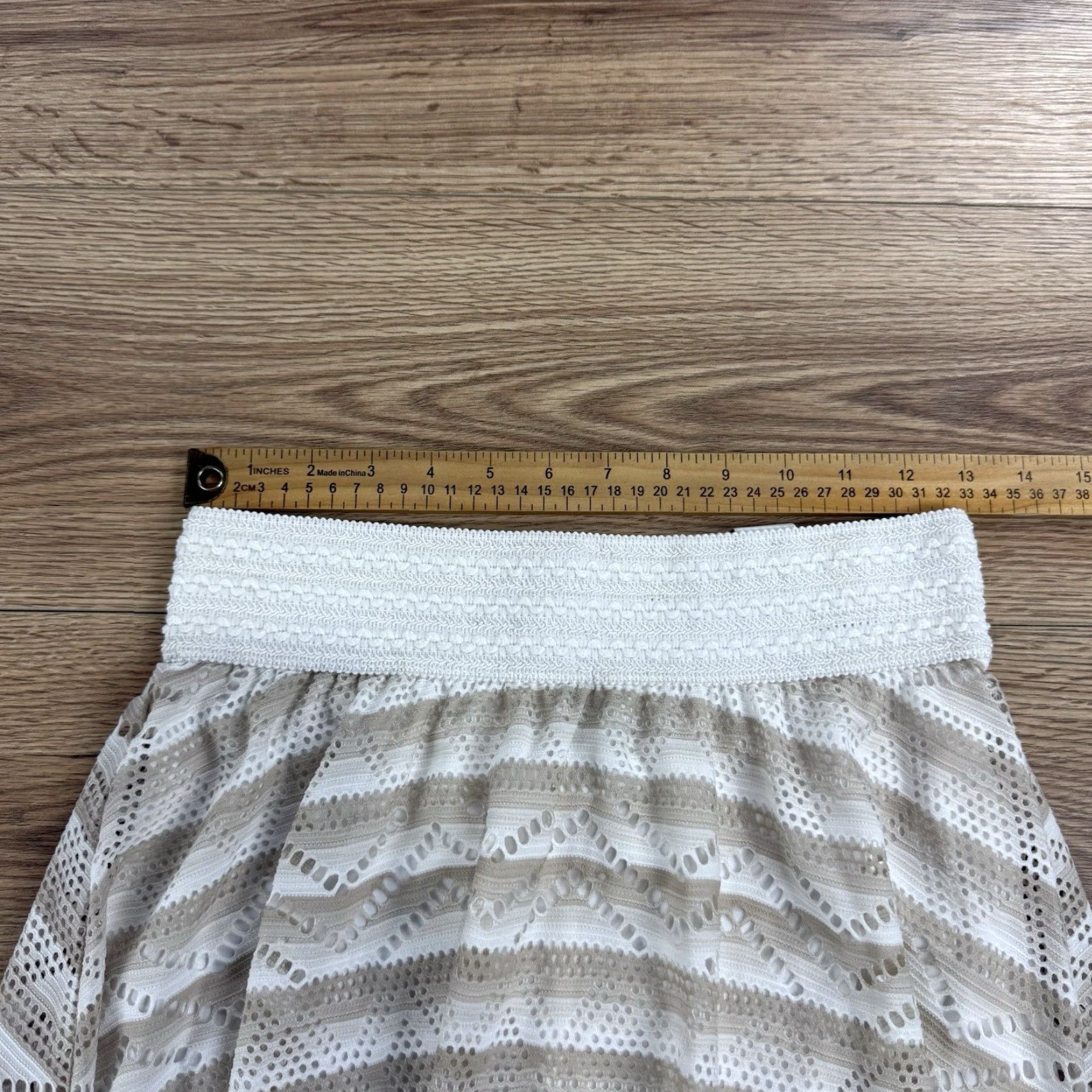 Vintage MAURICES Bohemian Crochet Bodycon Skirt Women's Medium Brown Knee Length Pull On Flare Size 32" / US 10 / IT 46 - 3 Thumbnail