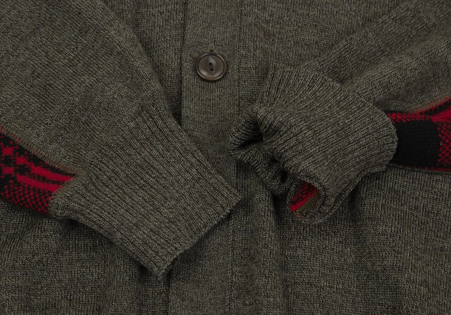 Junya Watanabe Checkerboard Knit Cardigan in Olive Green, Size S Size US S / EU 44-46 / 1 - 7 Thumbnail