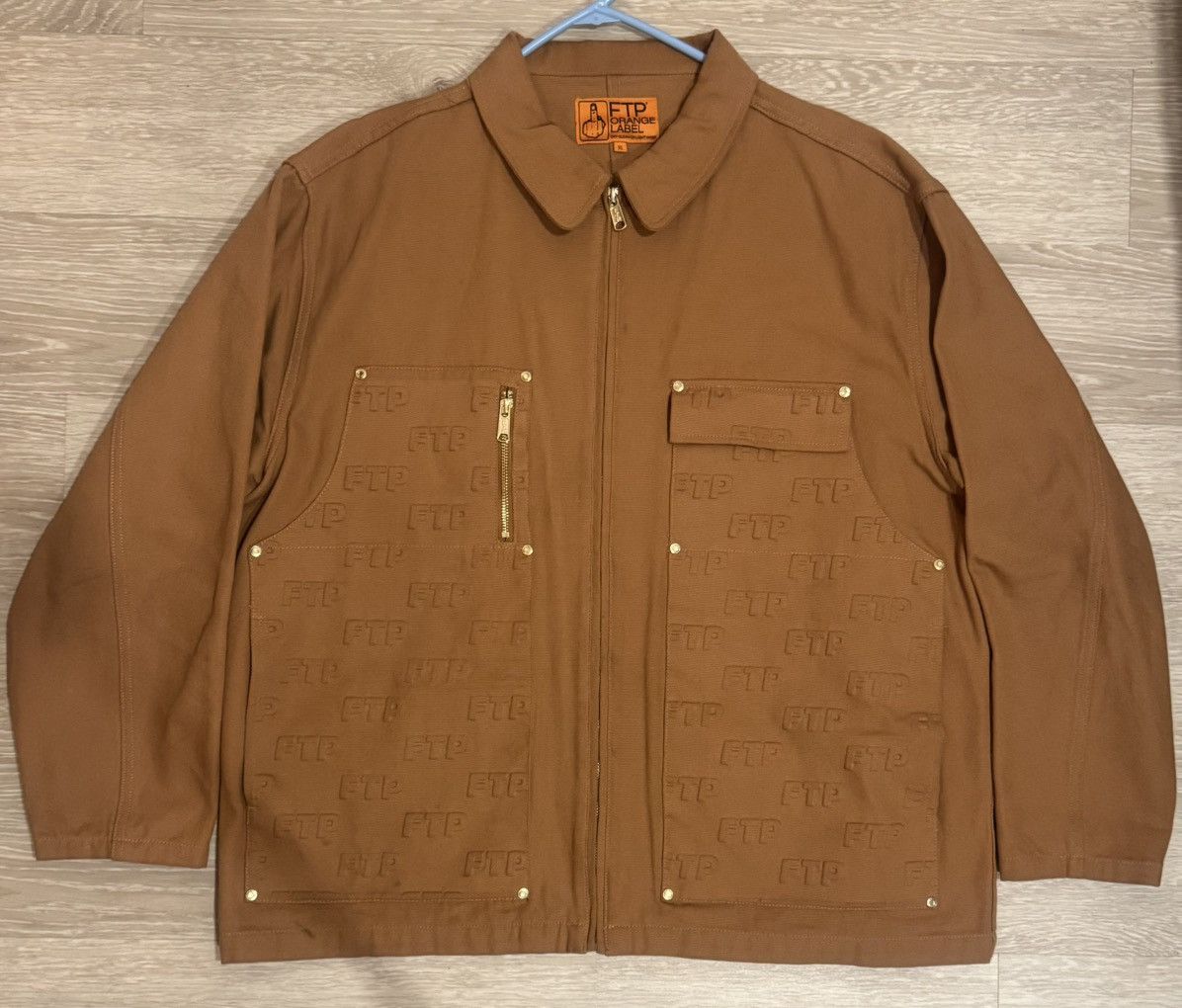 Fuck The Population FTP (FuckThePopulation) Embossed Logo Work Jacket Brown Size US XL / EU 56 / 4 - 1 Thumbnail