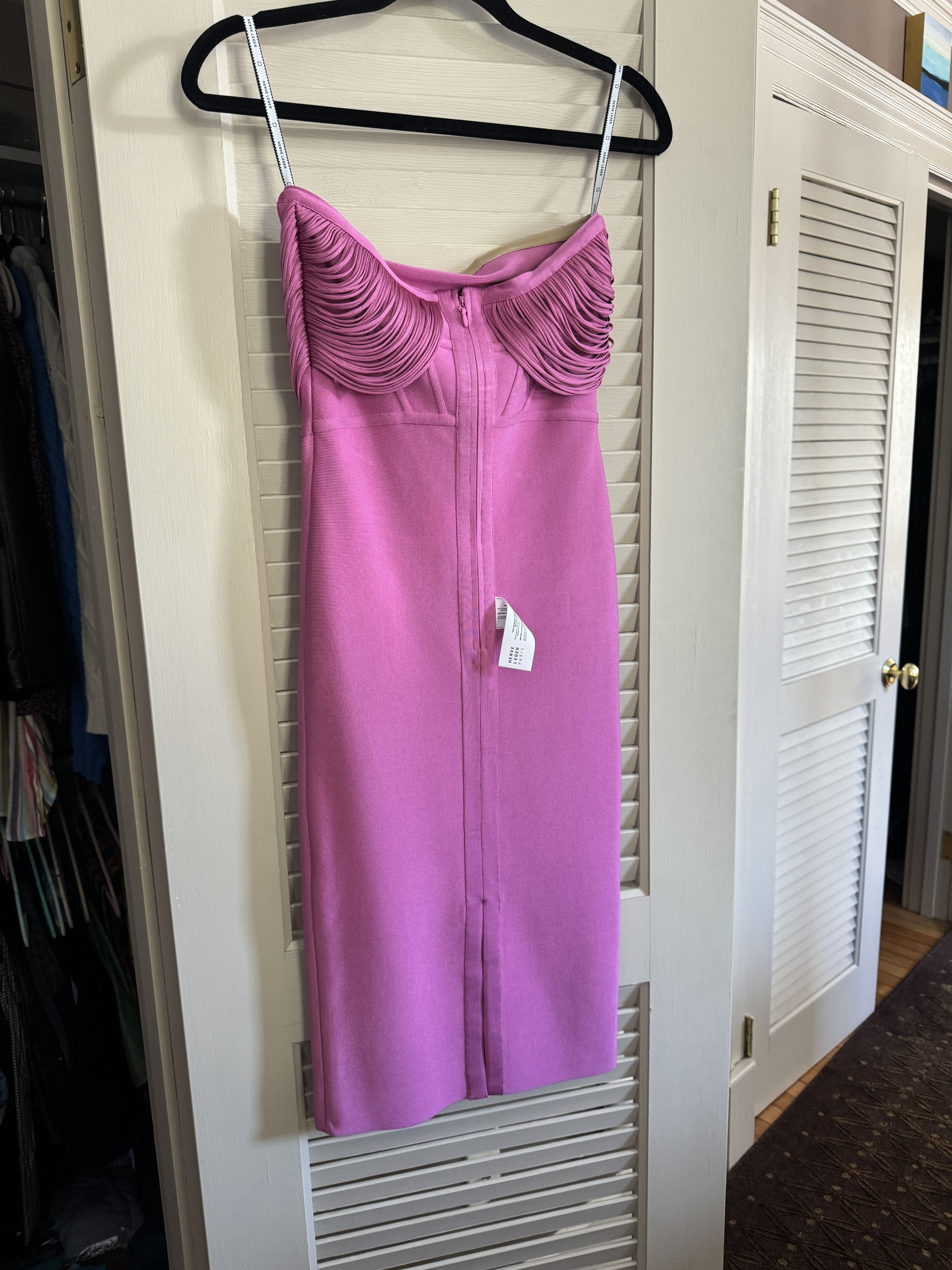 Herve Leger Draped Strapless Fringed Mini Dress Size XS / US 0-2 / IT 36-38 - 3 Thumbnail